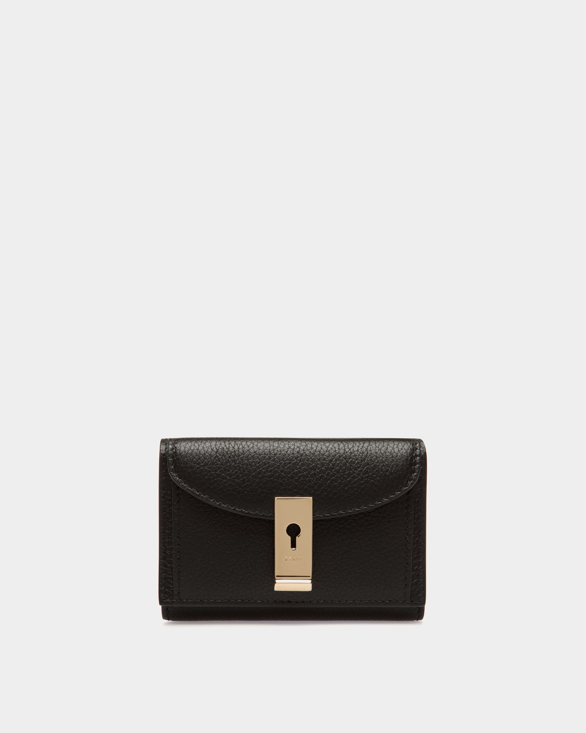 Lock Me Wallet In Black Grained Leather - Women's - Bally - 01