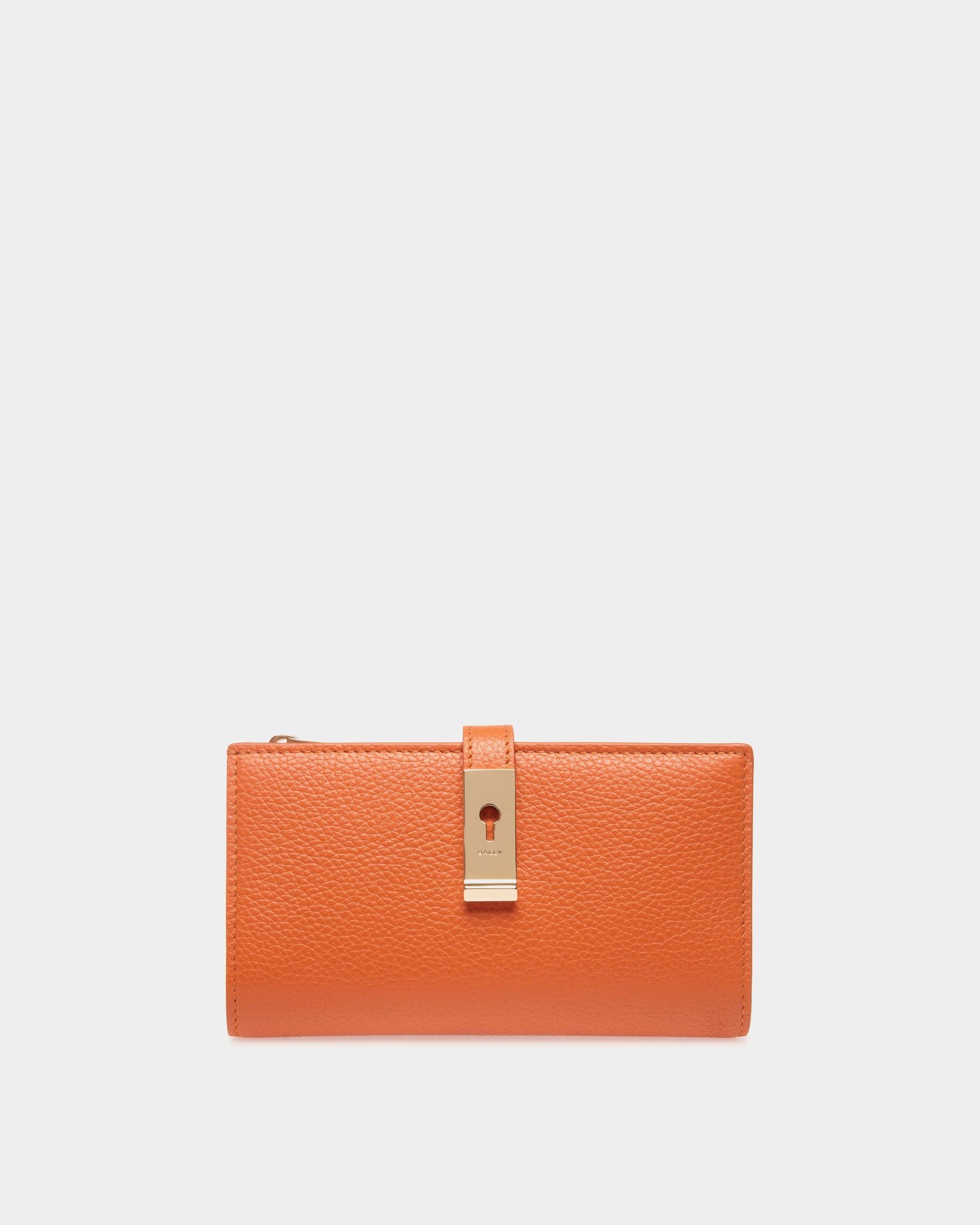 Lock Me Long Wallet in Koi Orange Grained Leather - Women's - Bally - 01