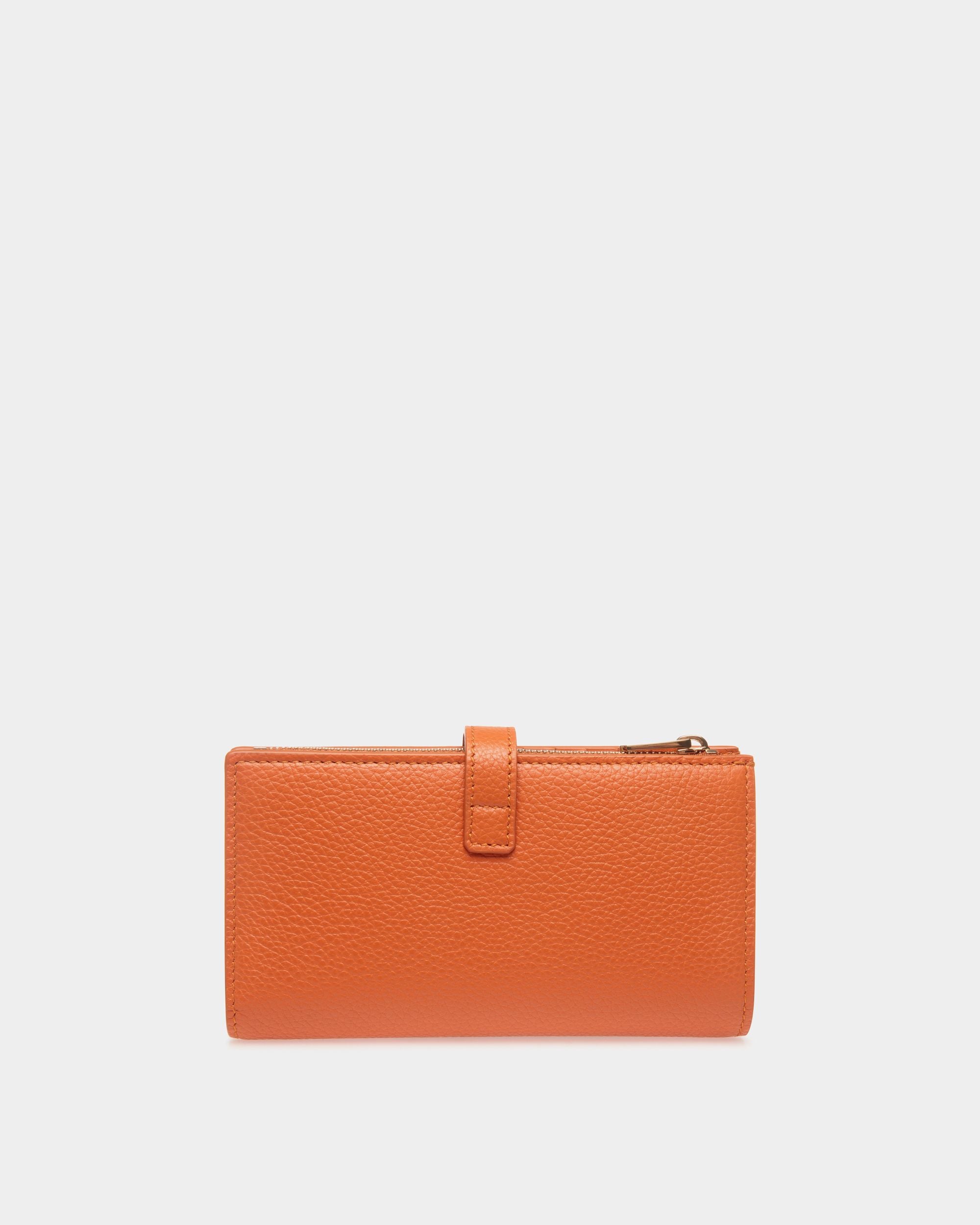 Lock Me Long Wallet in Koi Orange Grained Leather - Women's - Bally - 02