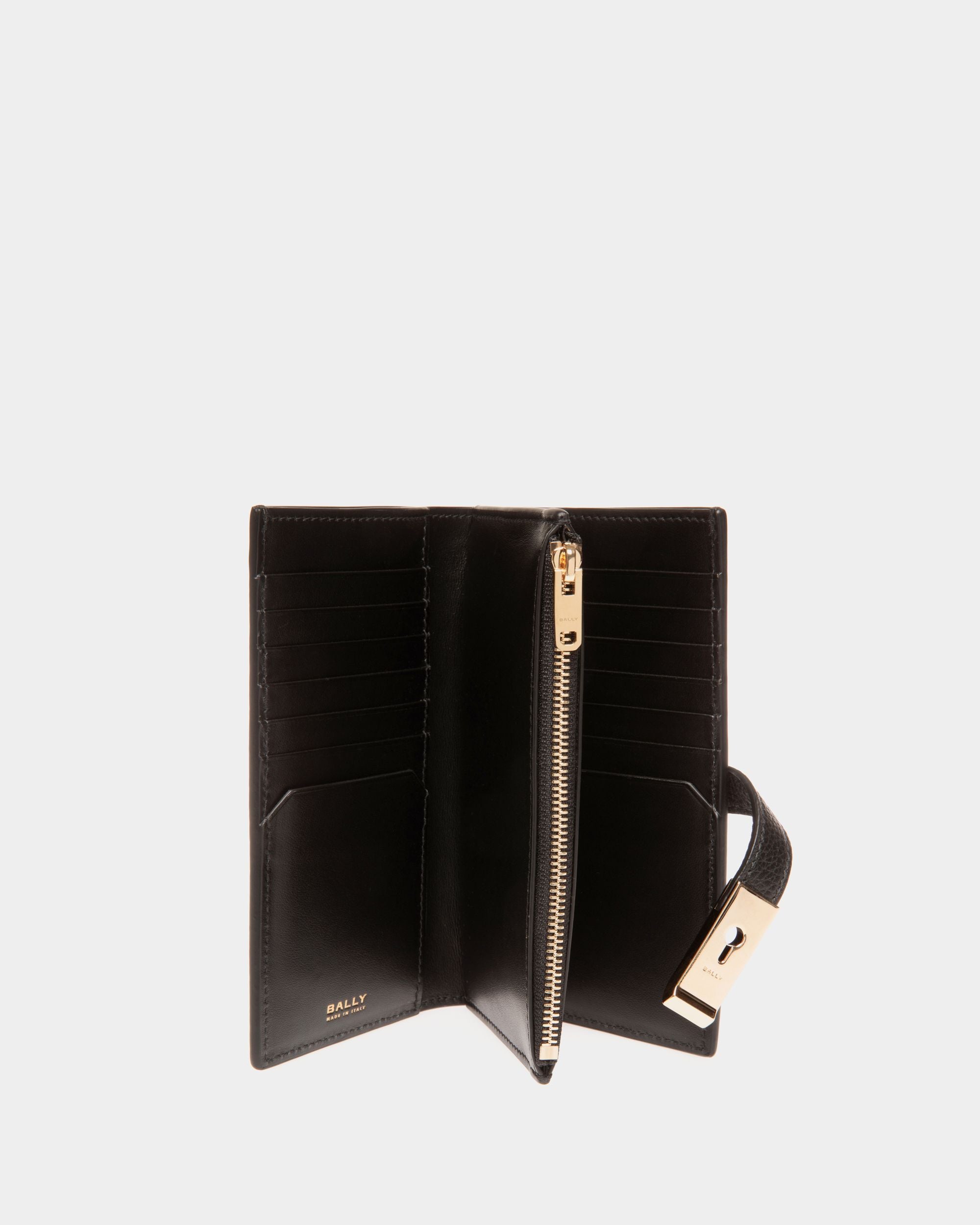 Lock Me Long Wallet in Black Grained Leather - Women's - Bally - 03