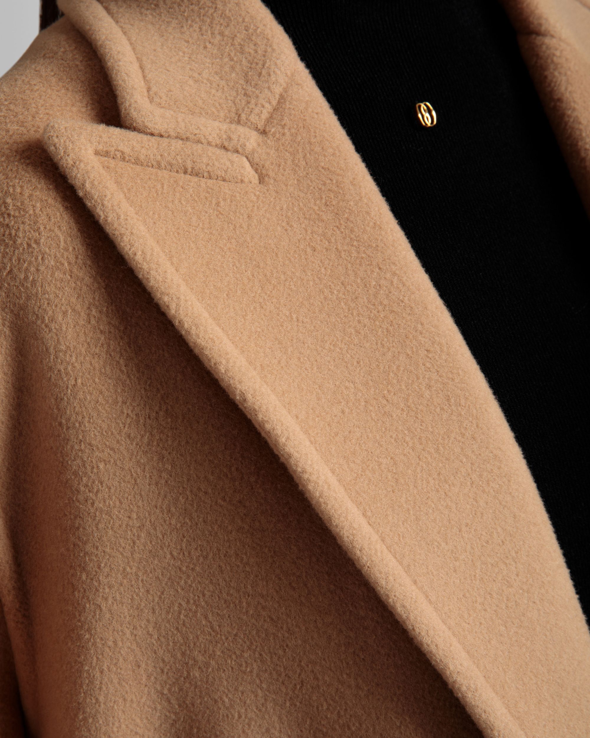 Women s Single Breasted Coat In Camel Cashmere Wool Mix Bally