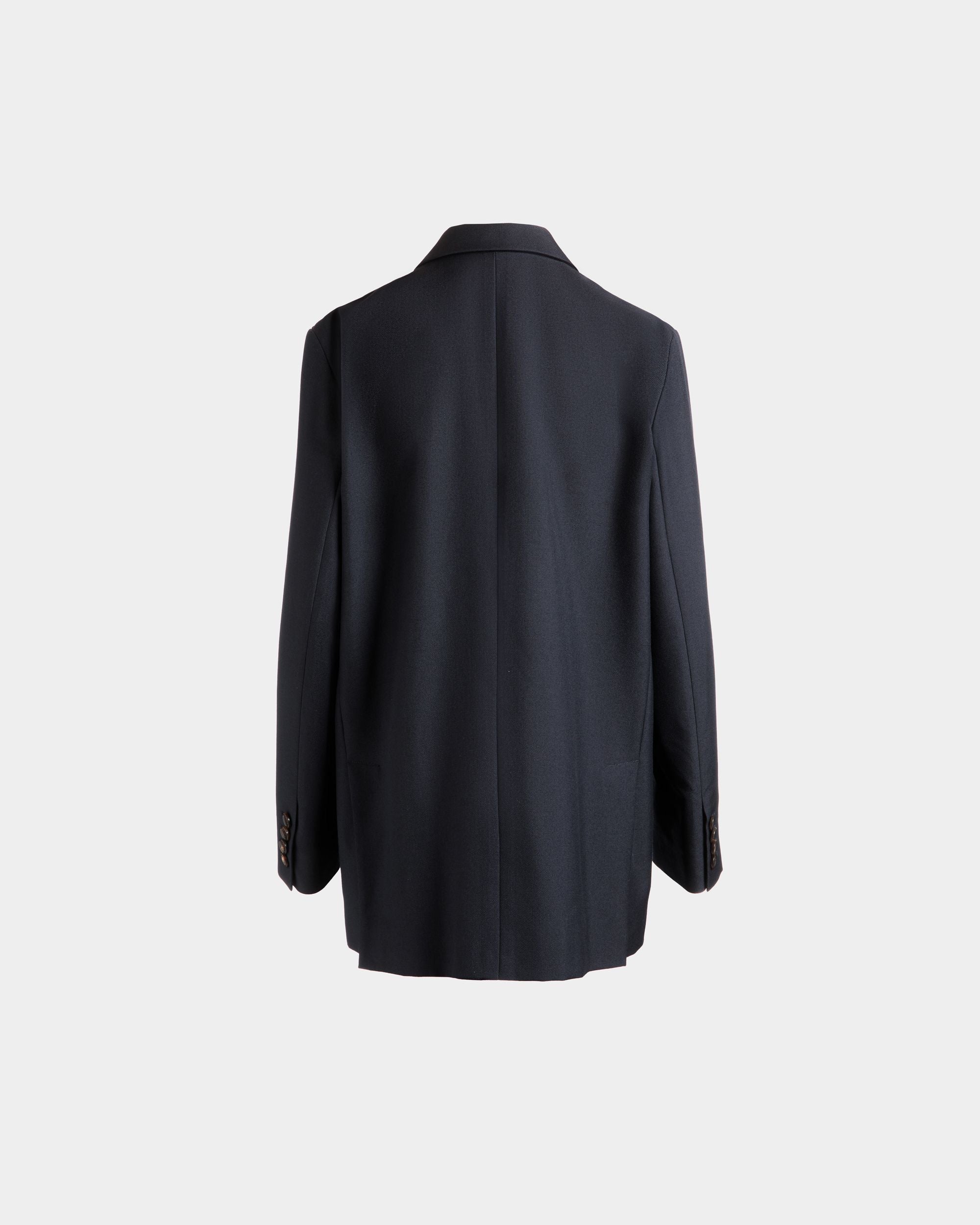 Single-breasted Jacket in Navy Blue Wool Blend - Women's - Bally - 03