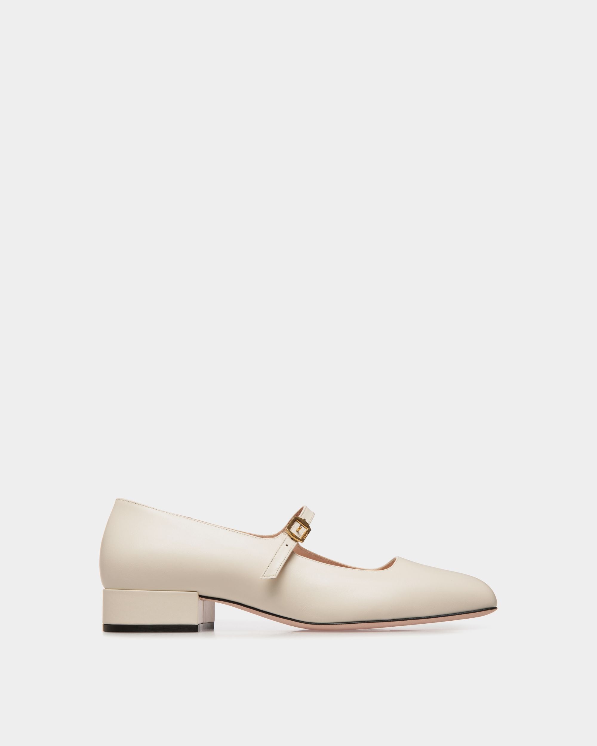 Ballyrina Pump in White Leather - Women's - Bally - 01