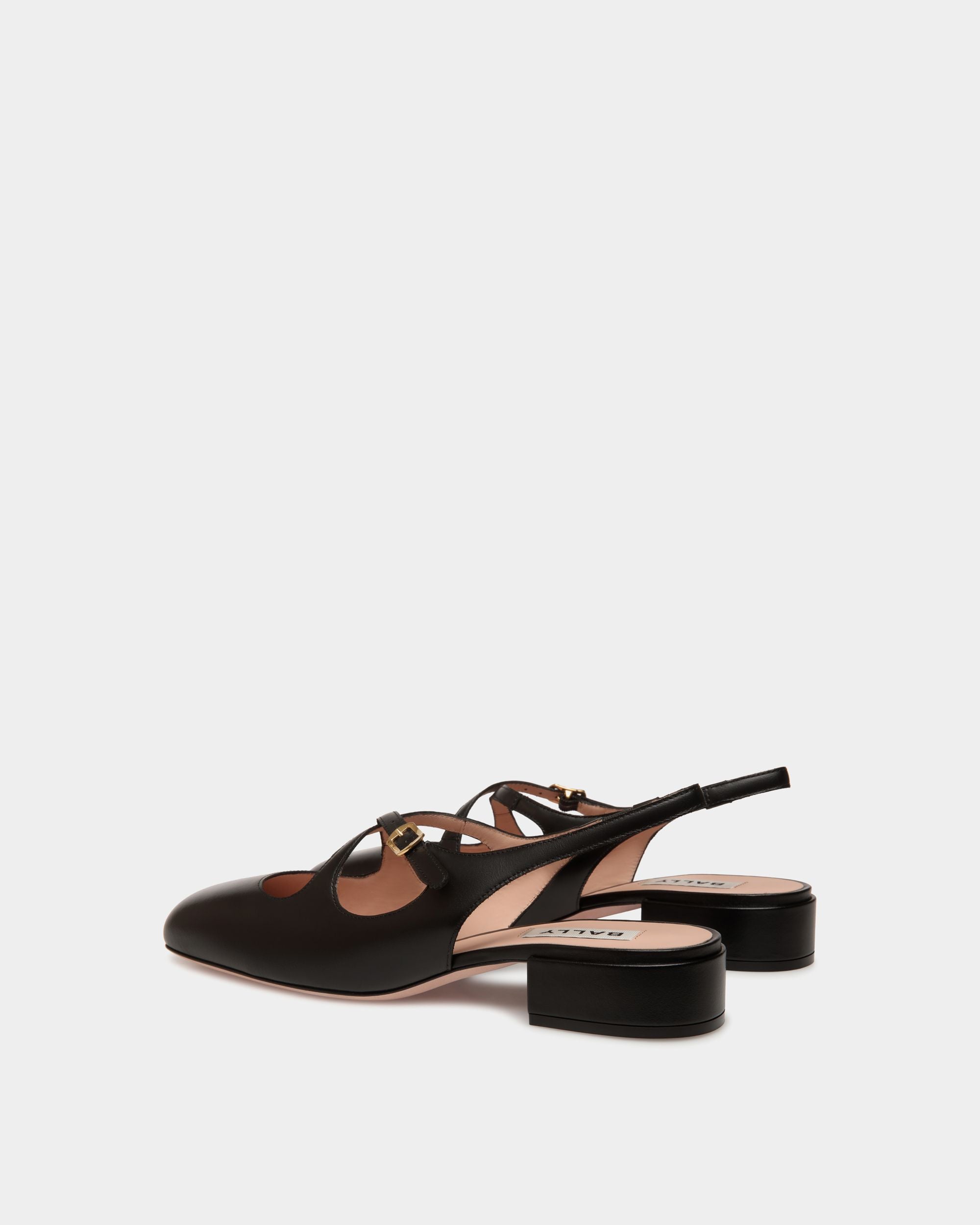 Ballyrina Slingback Pump in Black Leather - Women's - Bally - 04