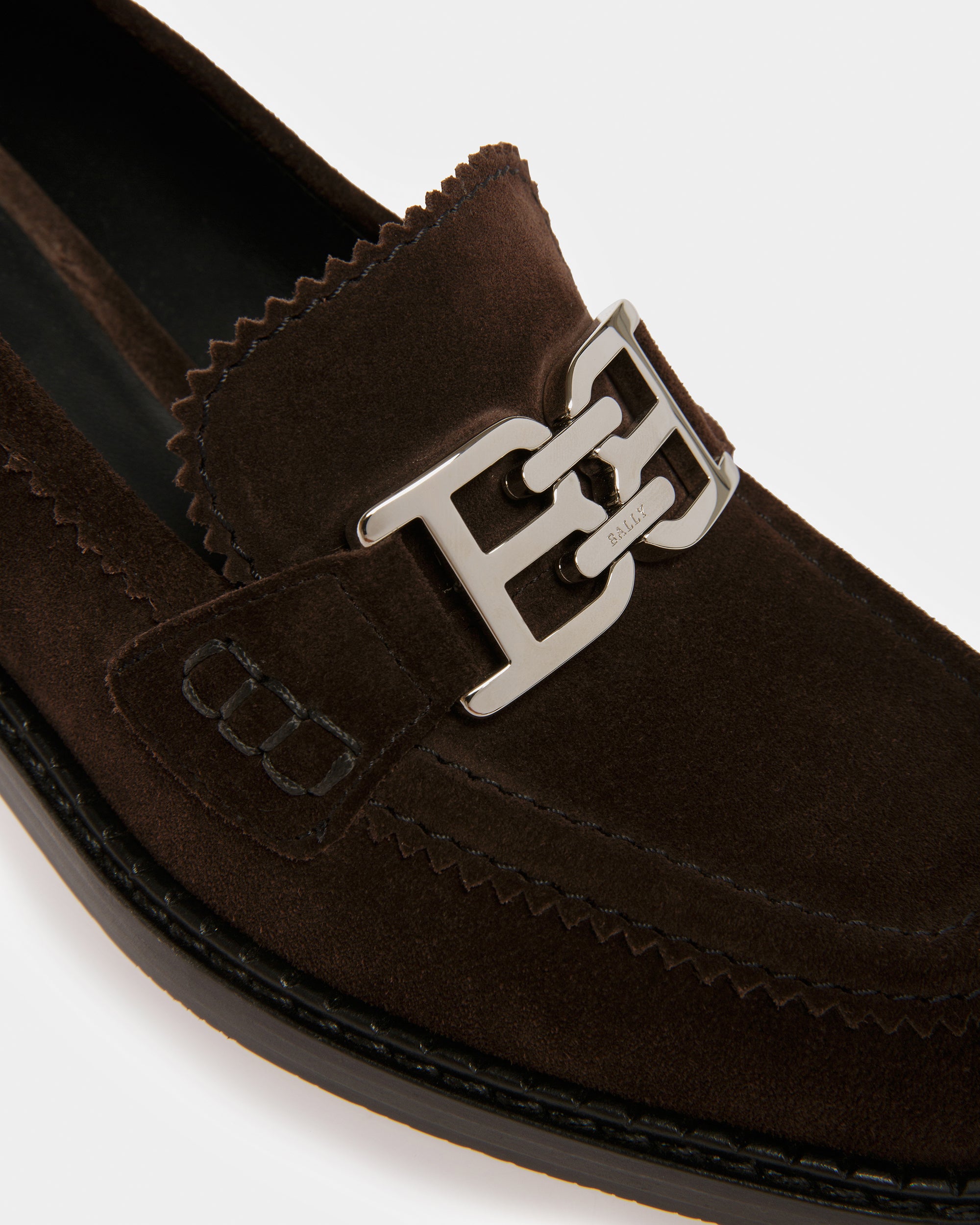 Ellyane Leather Moccasins In Ebony Brown - Women's - Bally - 05