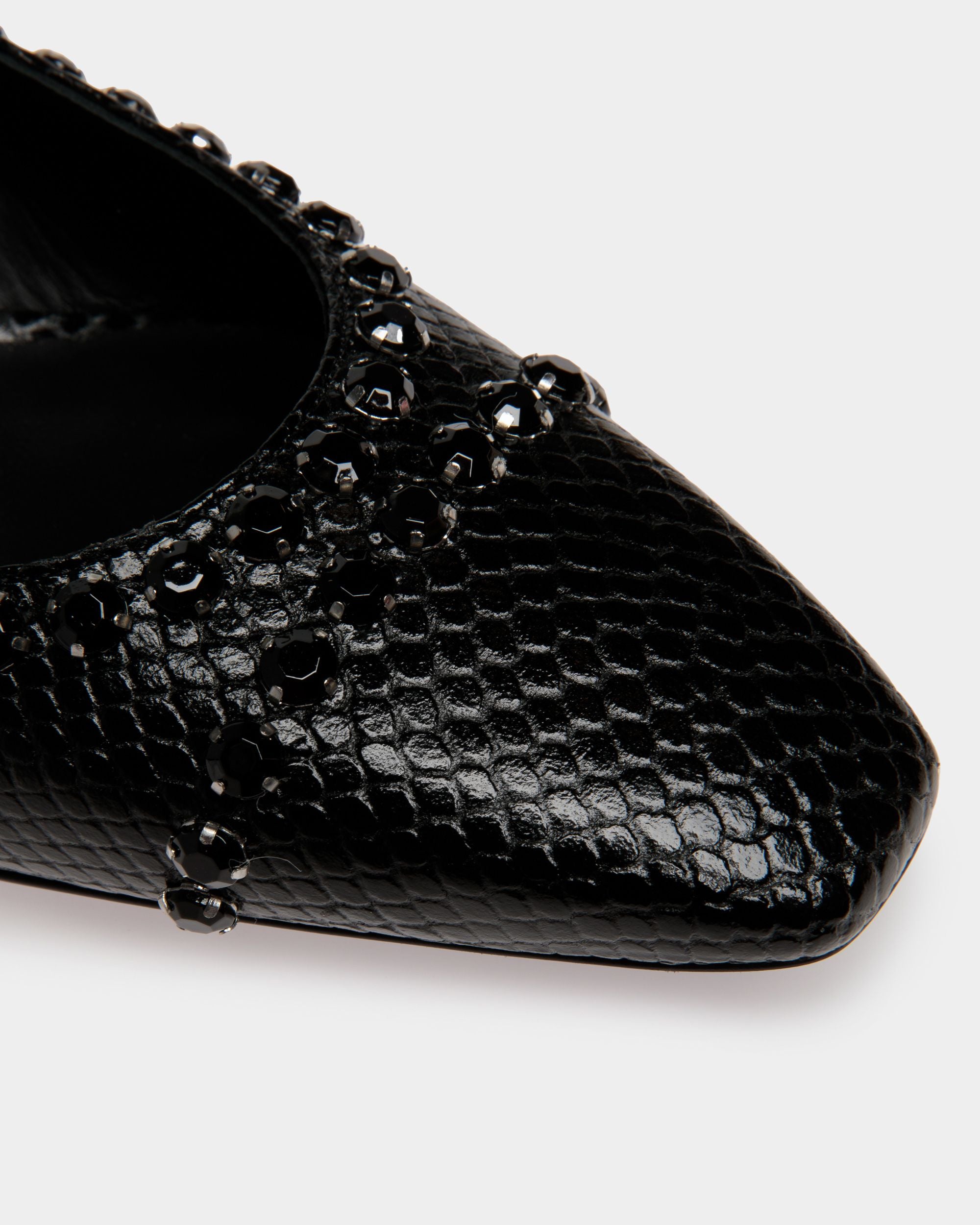 Sylt Slingback Pump in Black Python Printed Leather - Women's - Bally - 04