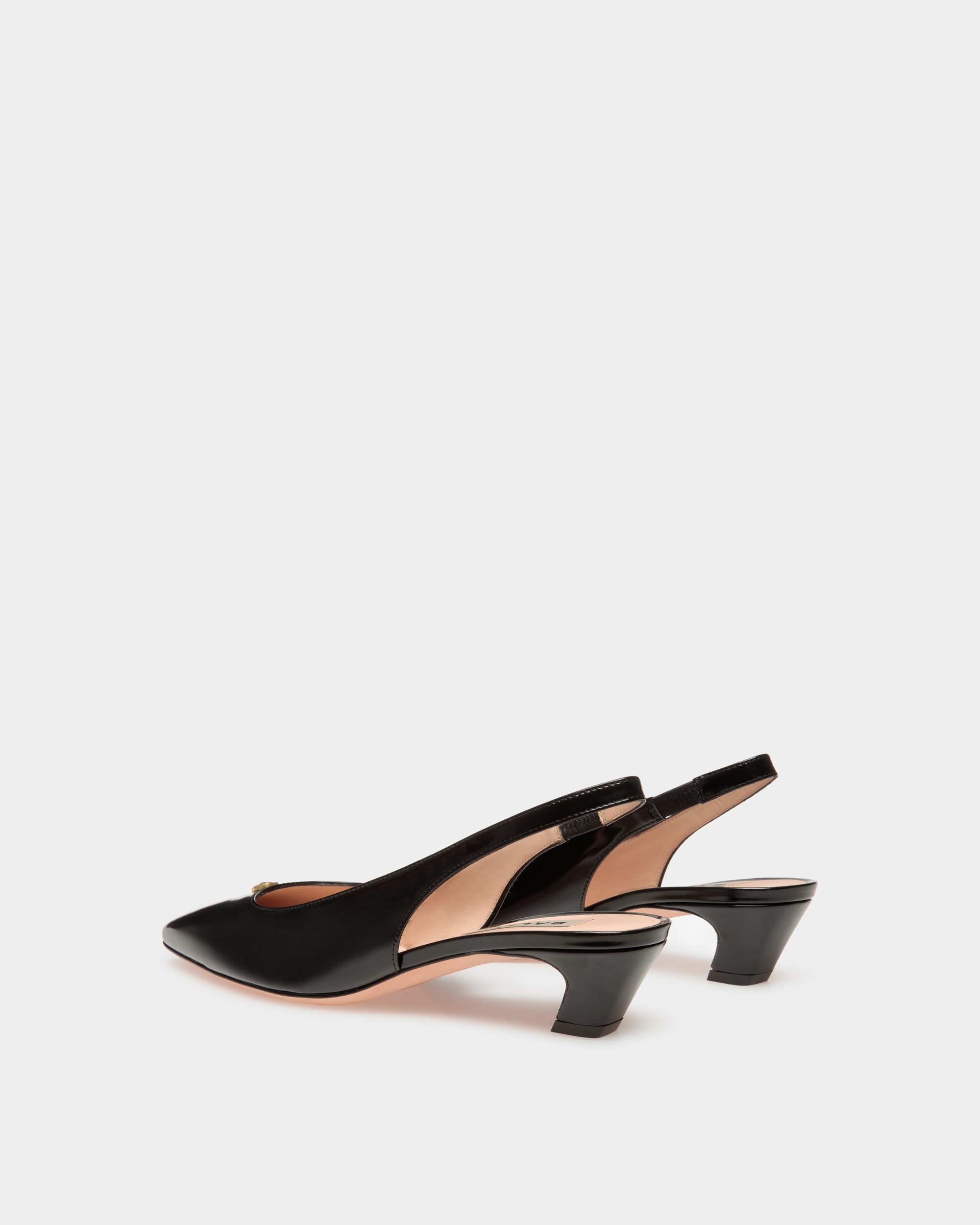 Sylt | Women's Slingback Pump in Black Leather | Bally | Still Life 3/4 Back