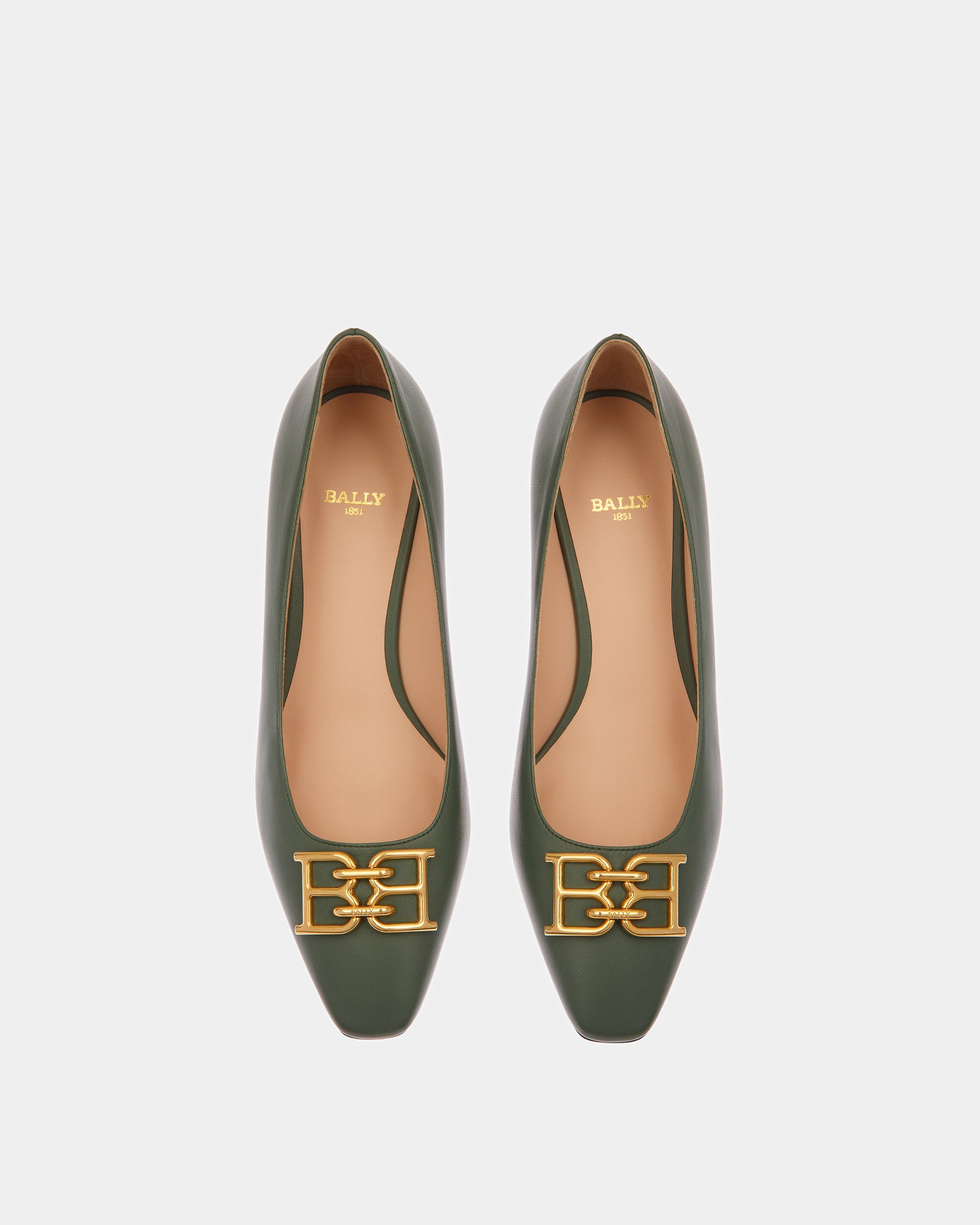 Evanca Leather Pumps In Sage - Women's - Bally - 02