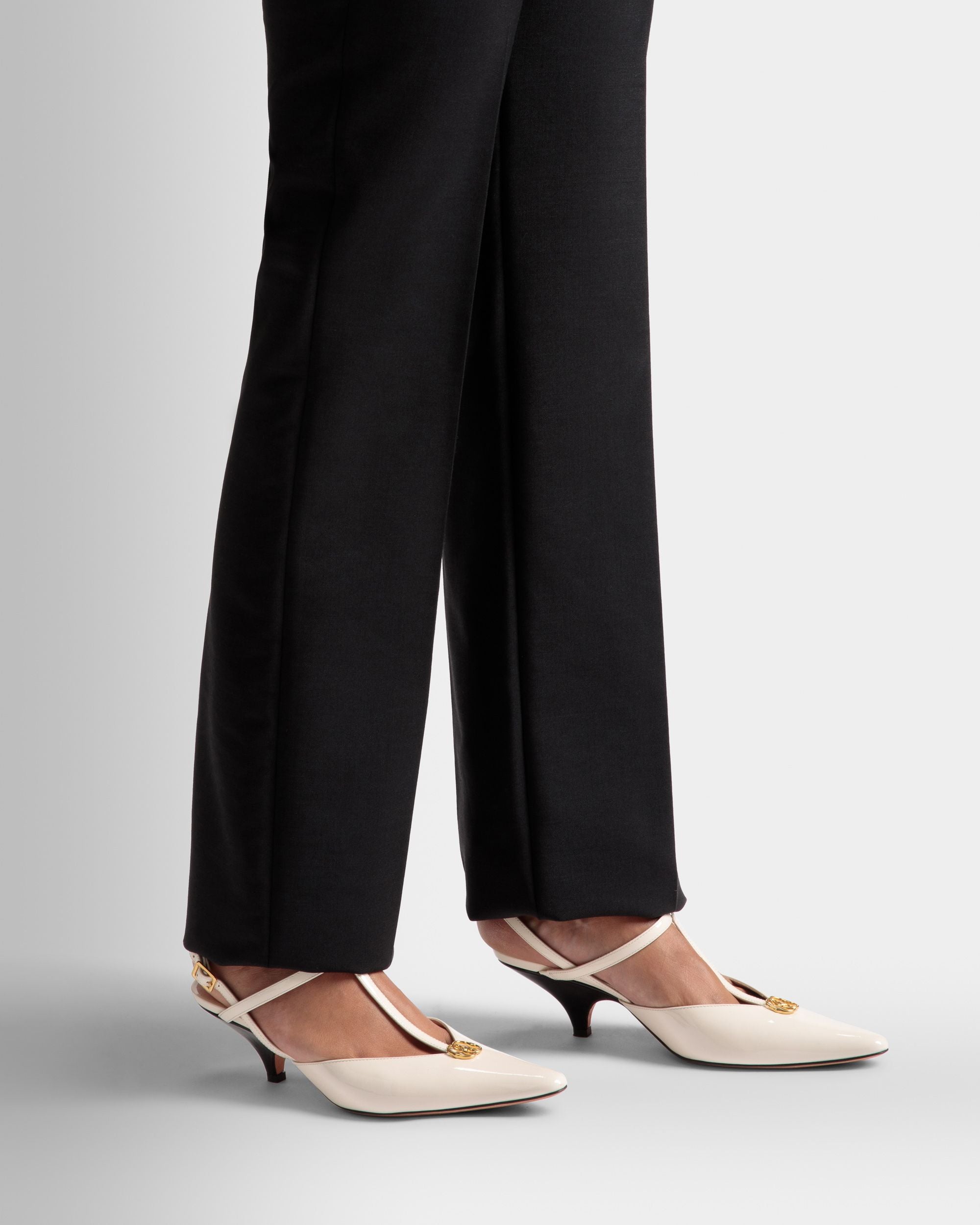Katy Sling Pump In Bone And Black Leather - Women's - Bally - 02