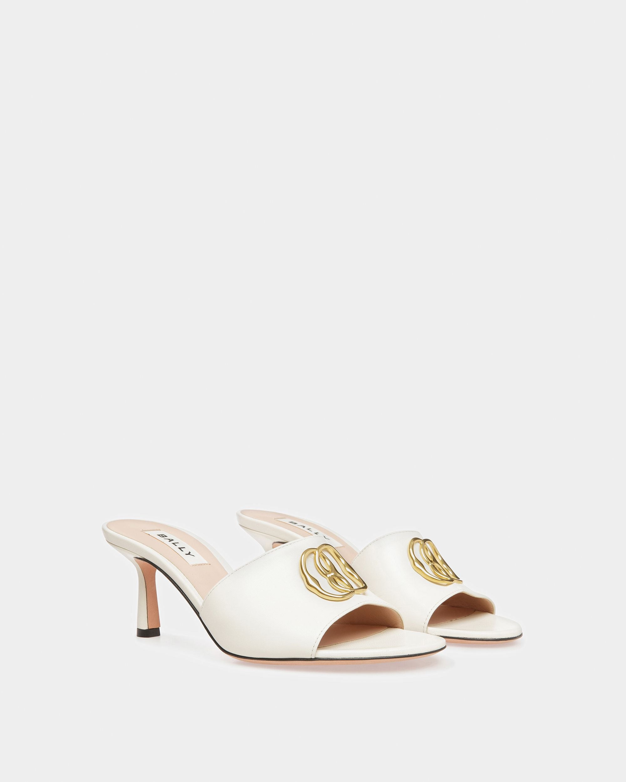 Emblem Sandals In Bone Leather - Women's - Bally - 02