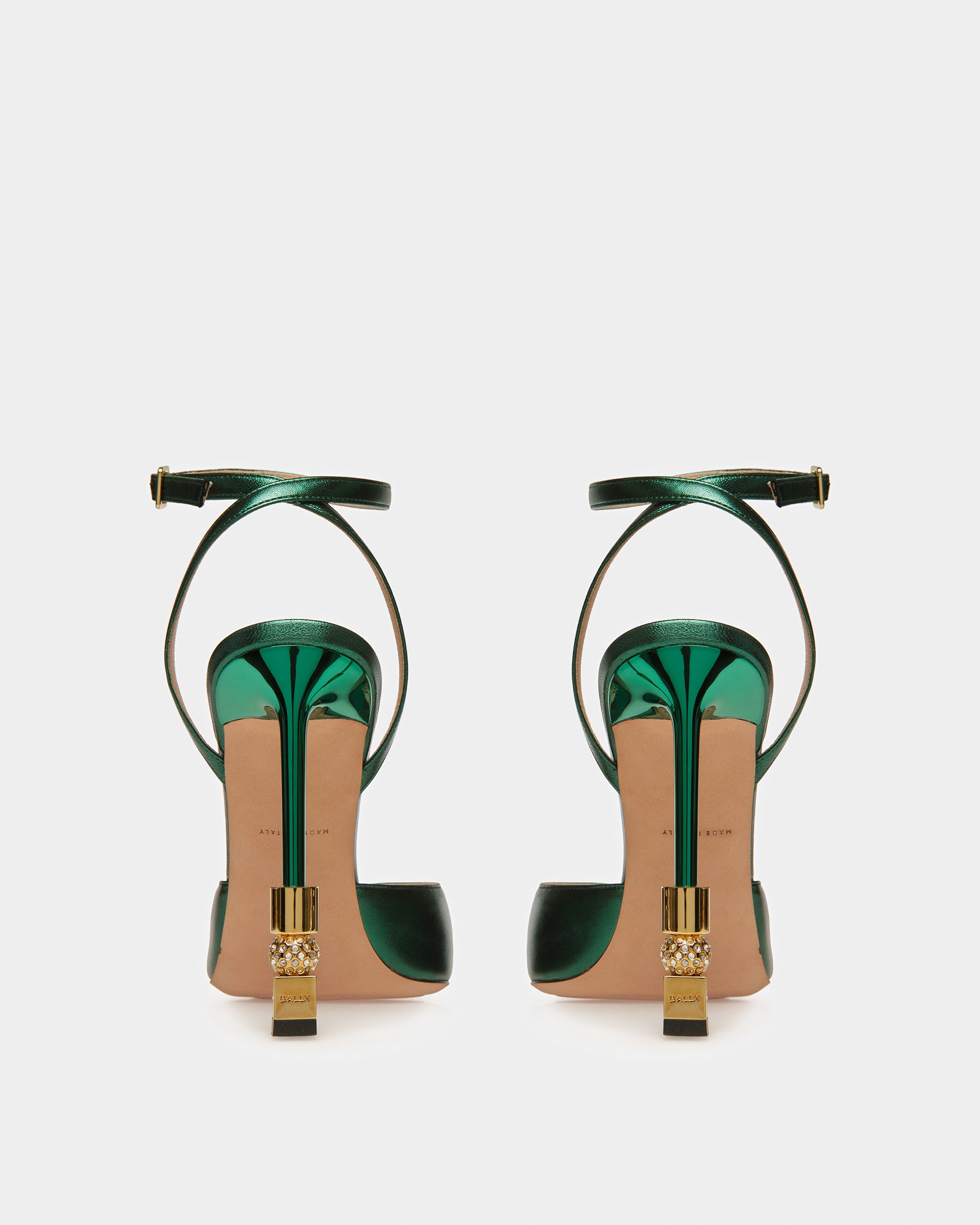 Block Ankle Strap Pump In Metallic Leather - Women's - Bally - 04