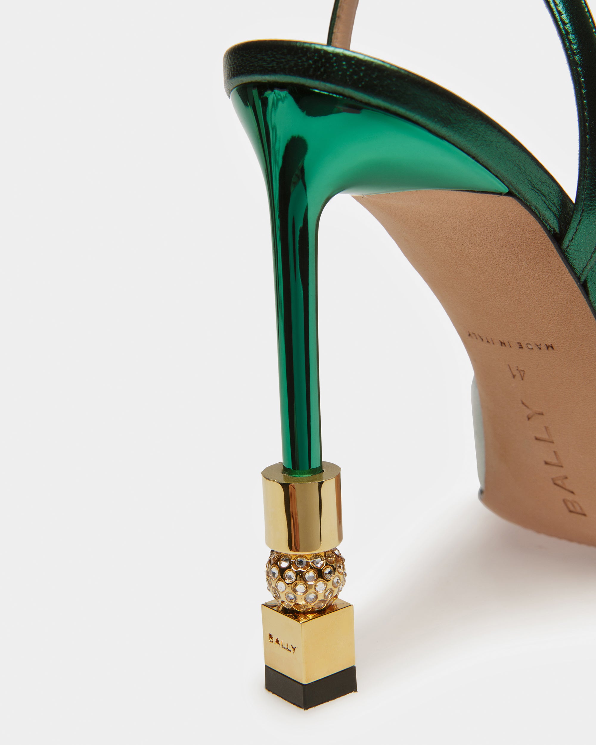 Block Ankle Strap Pump In Metallic Leather - Women's - Bally - 05