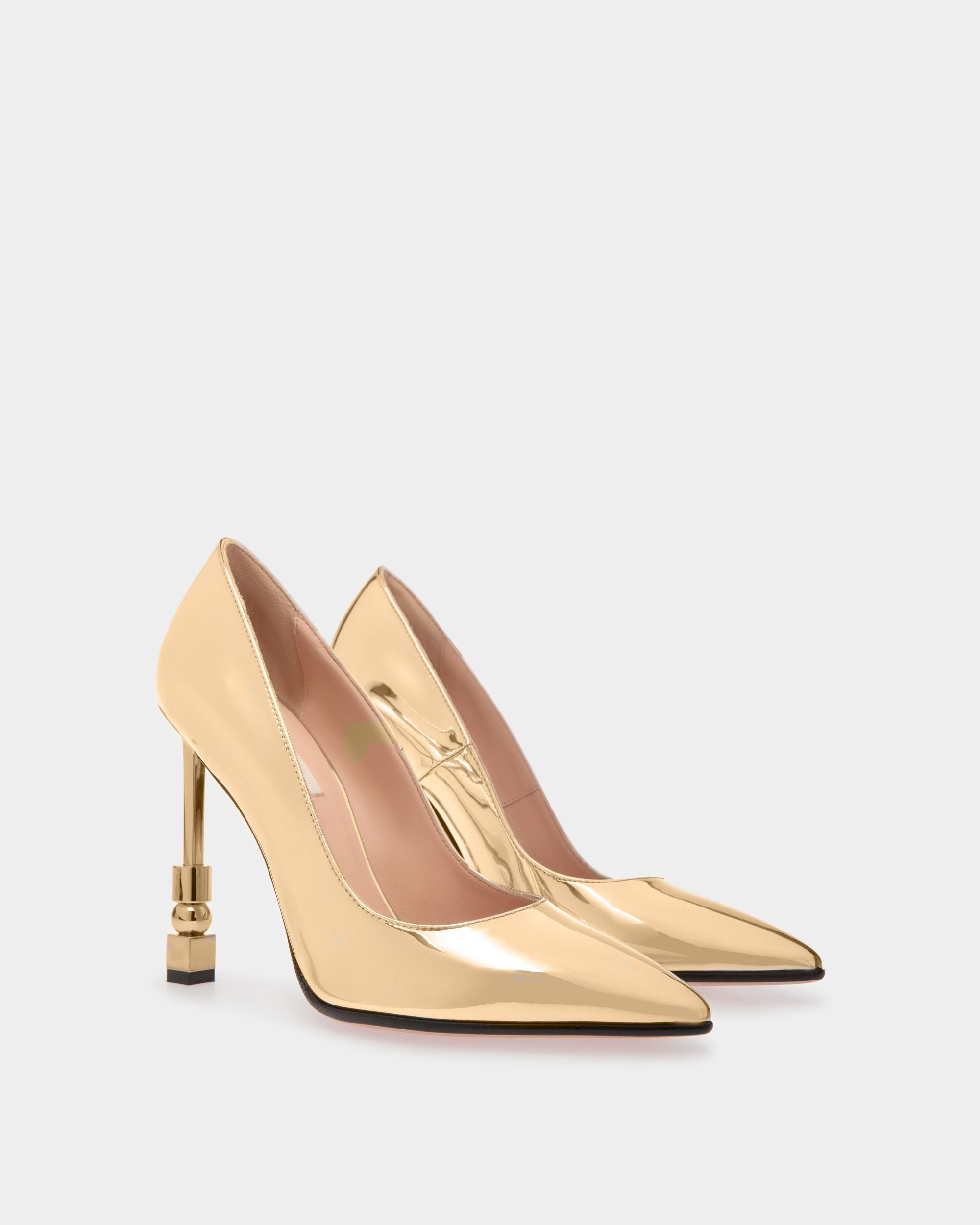 Block Pumps In Gold Fabric - Women's - Bally - 02