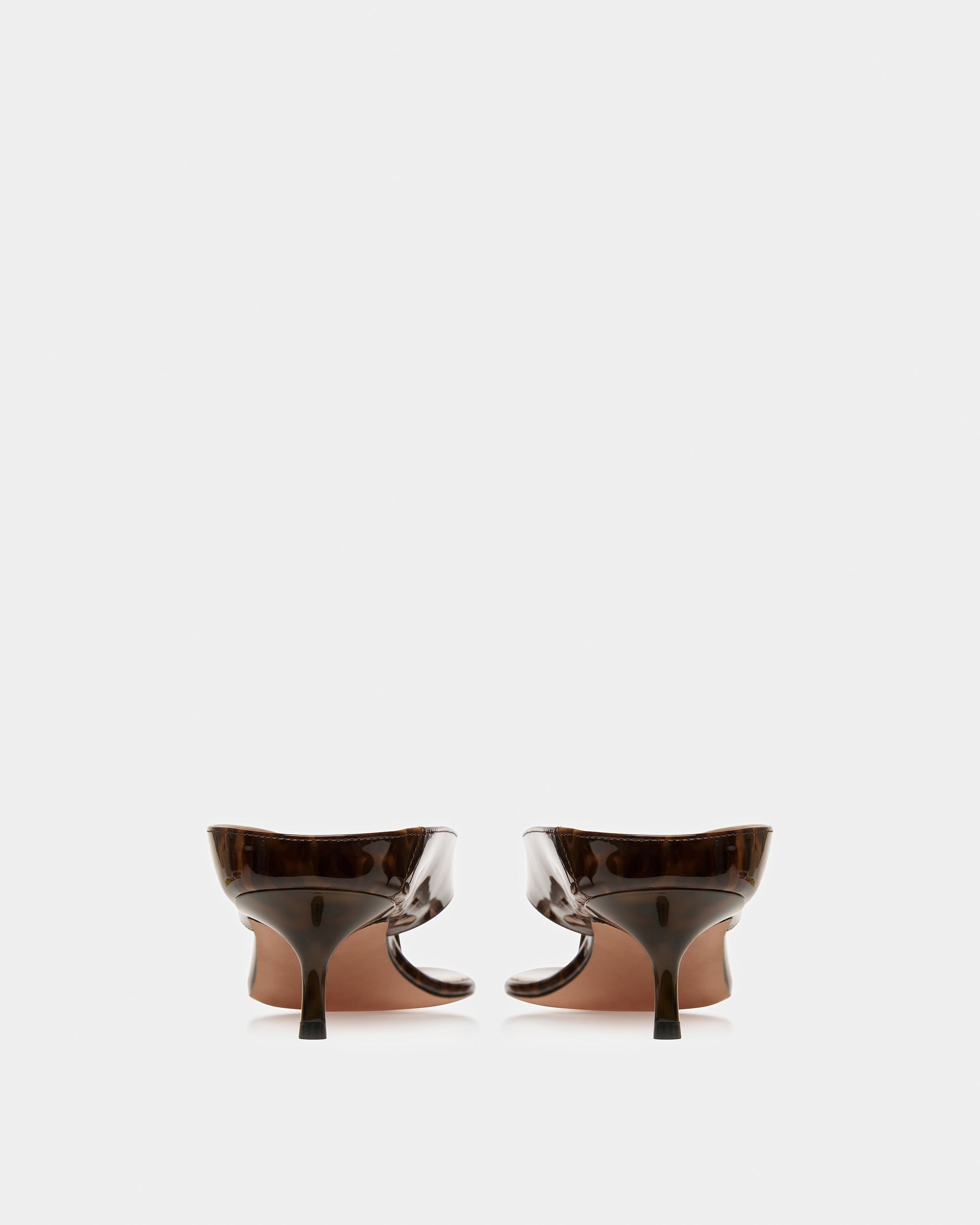 Nyna Leather Sandals In Patent Brown Tortoiseshell - Women's - Bally - 04