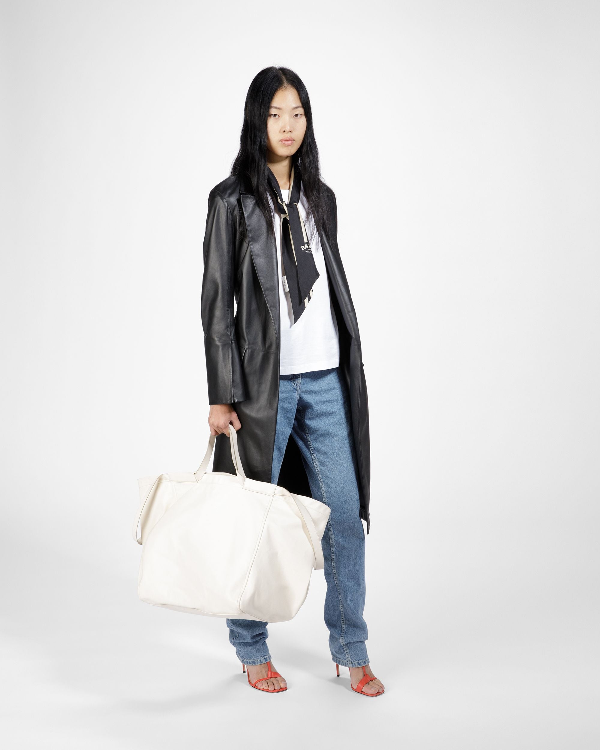 Silk Printed Bandeau Scarf In Black - Women's - Bally - 01