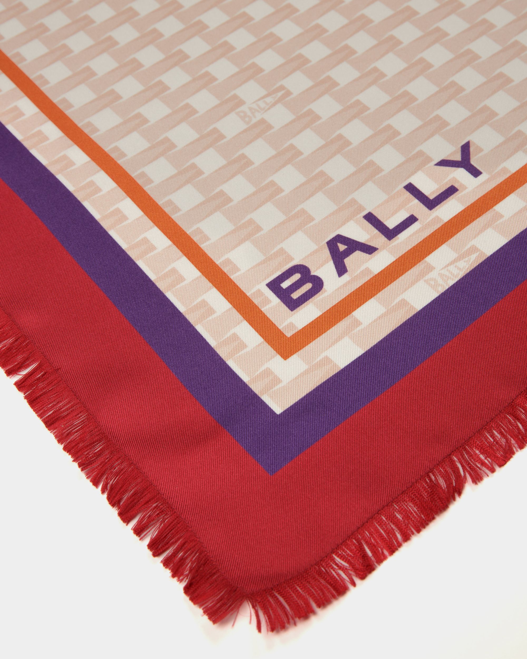Printed Square Scarf In Dusty Petal Silk - Women's - Bally - 01