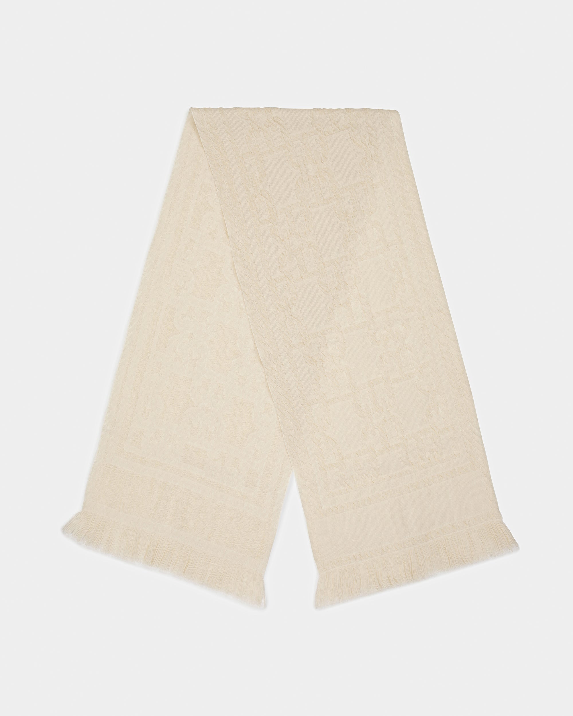 Wool And Silk Scarf In Bone - Women's - Bally - 01