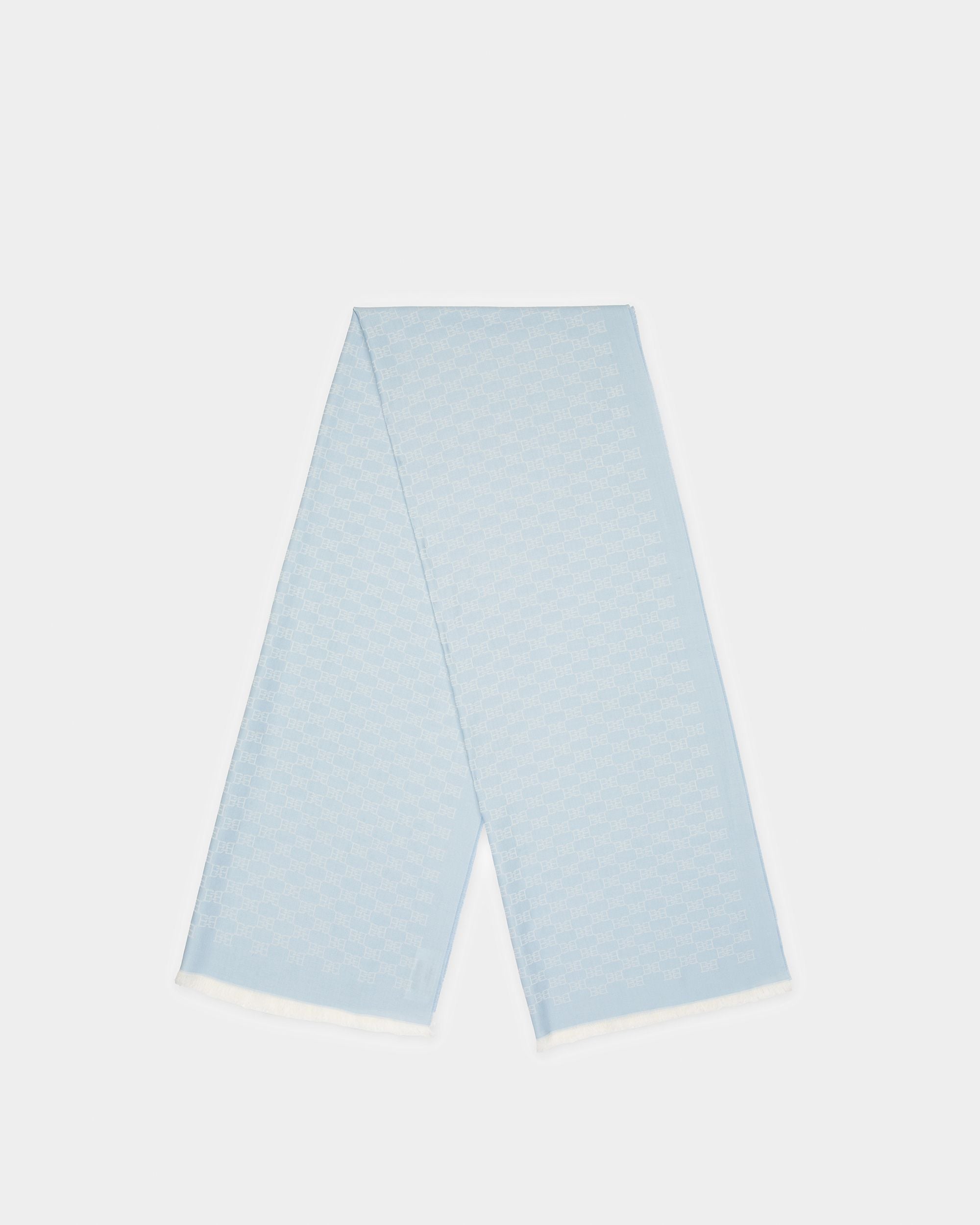 Wool And Silk Scarf In Light Blue - Women's - Bally - 01