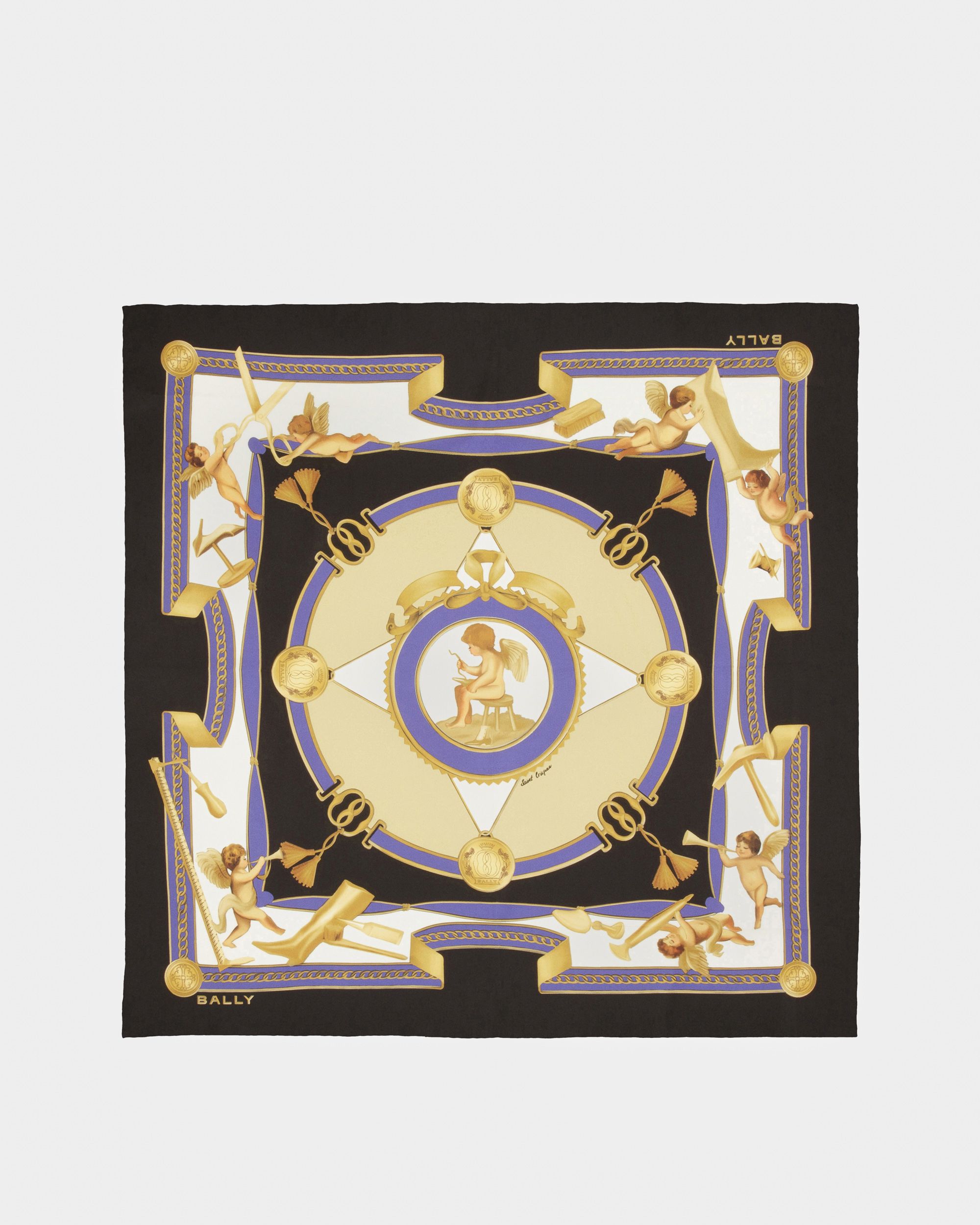 Printed Scarf In Black Silk - Women's - Bally - 01