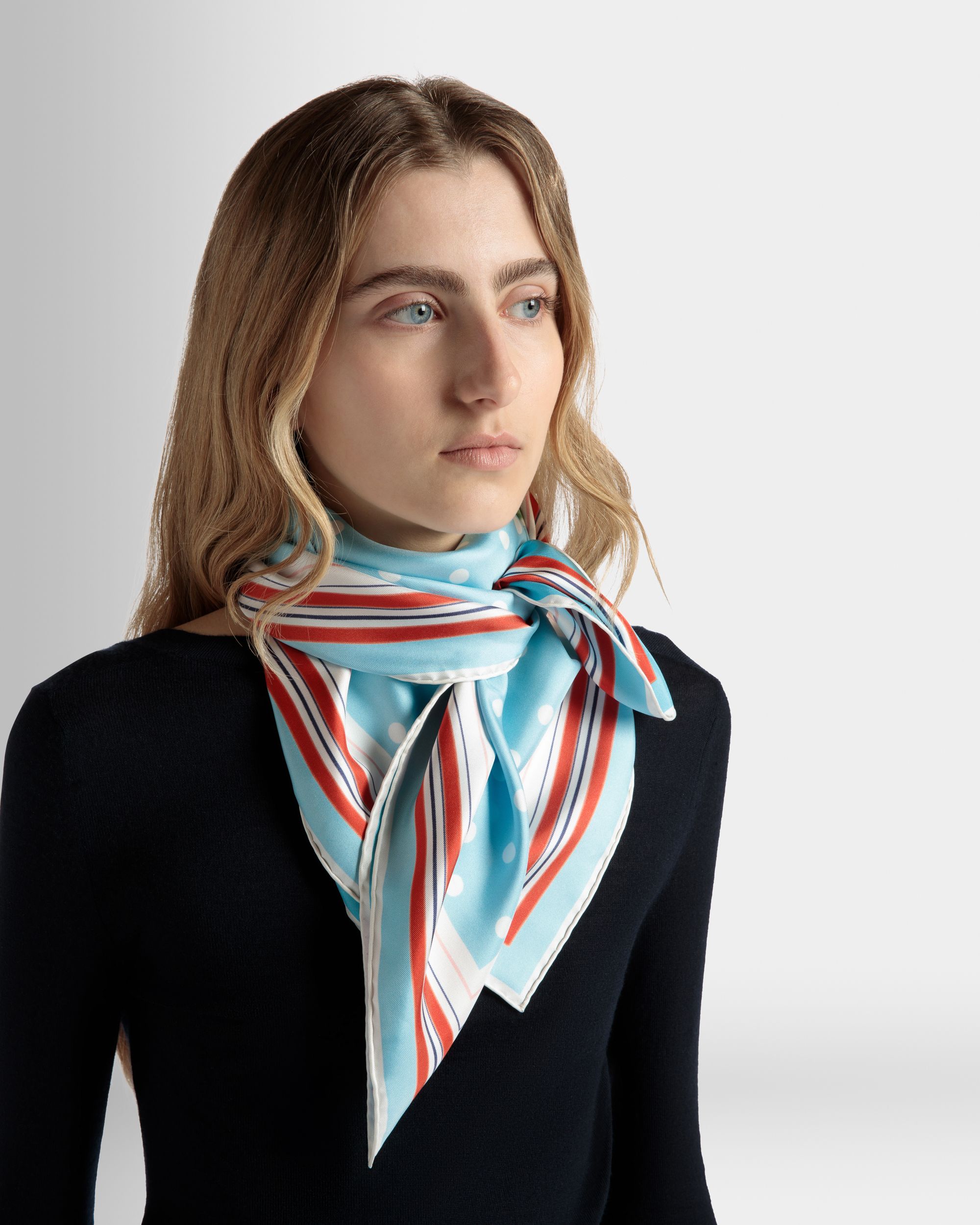 Foulard in Strawberry Print Silk - Women's - Bally - 02