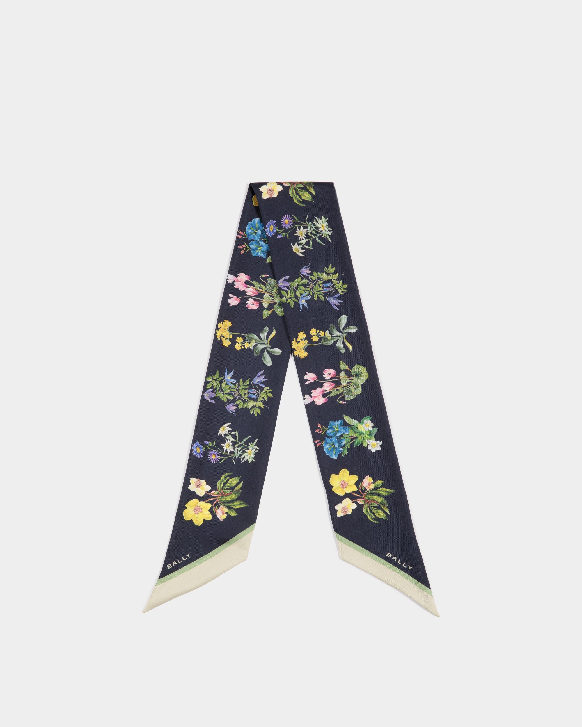 Neck Bow In Mountain Flower Print Silk - Women's - Bally - 01