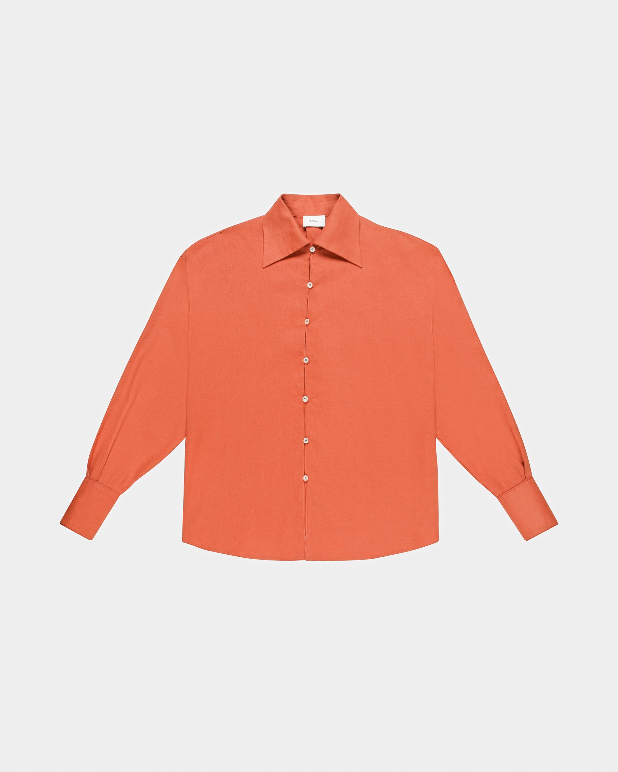 Relaxed Linen Shirt In Pink - Women's - Bally - 06