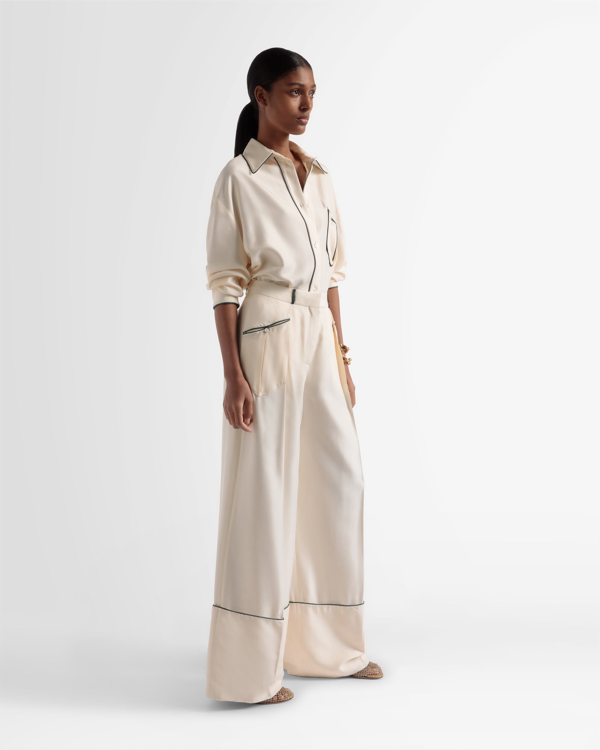 Relaxed Silk Shirt In Bone - Women's - Bally - 04