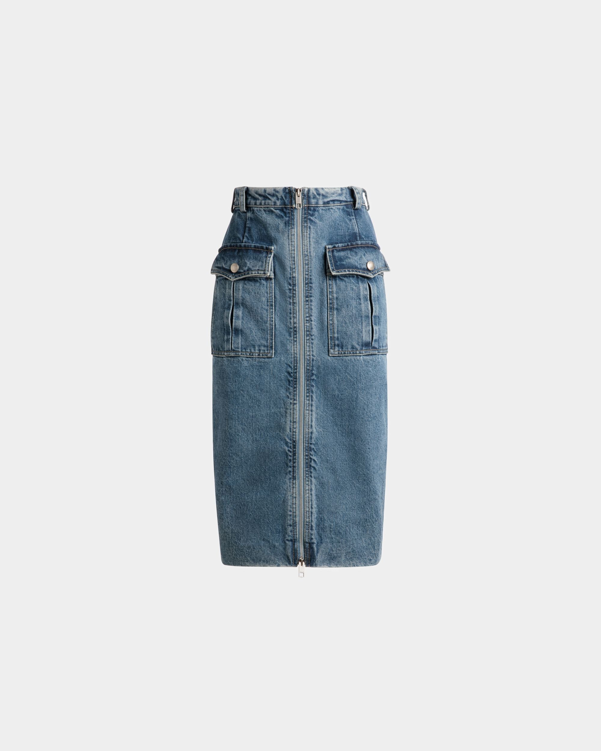 Knee Length Skirt In Light Blue Denim - Women's - Bally - 01
