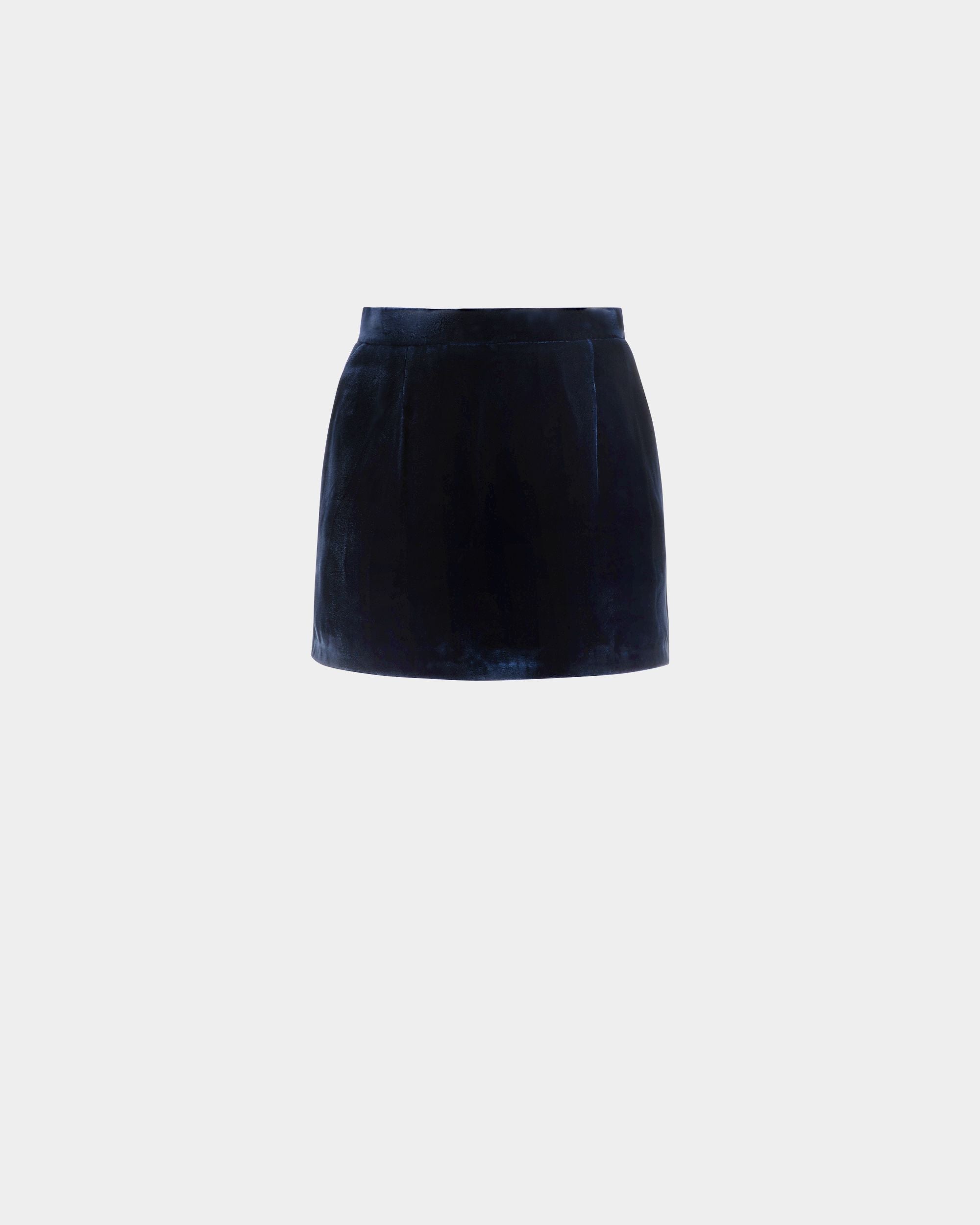 Mini Skirt In Marine Velvet - Women's - Bally - 01