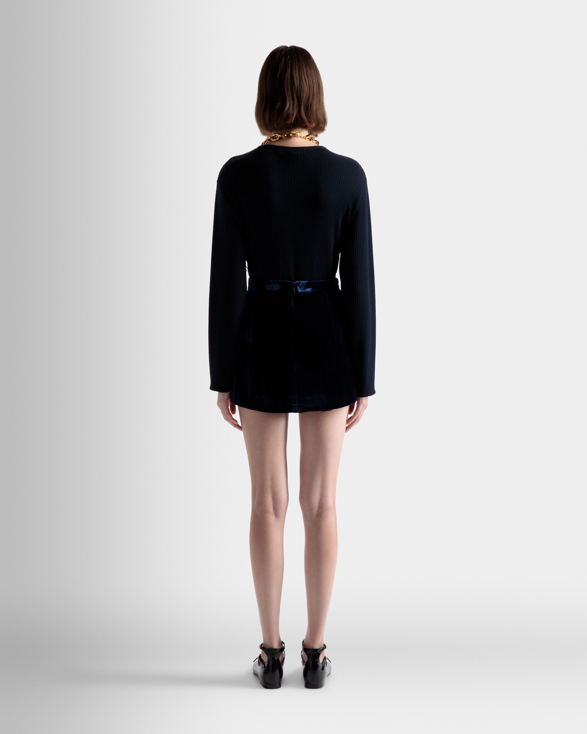 Mini Skirt In Marine Velvet - Women's - Bally - 06