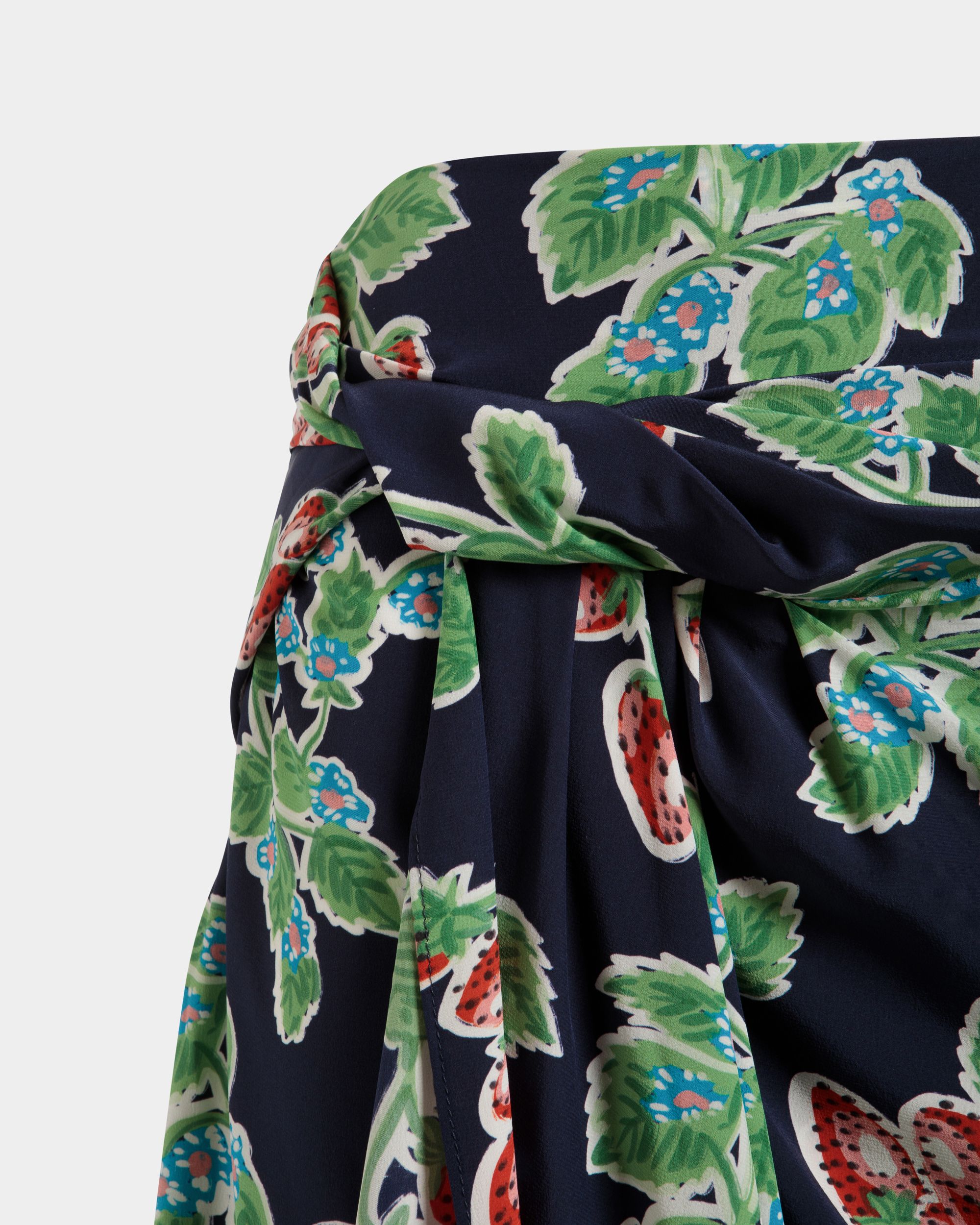 Printed Midi Skirt in Strawberry Print Silk - Women's - Bally - 04