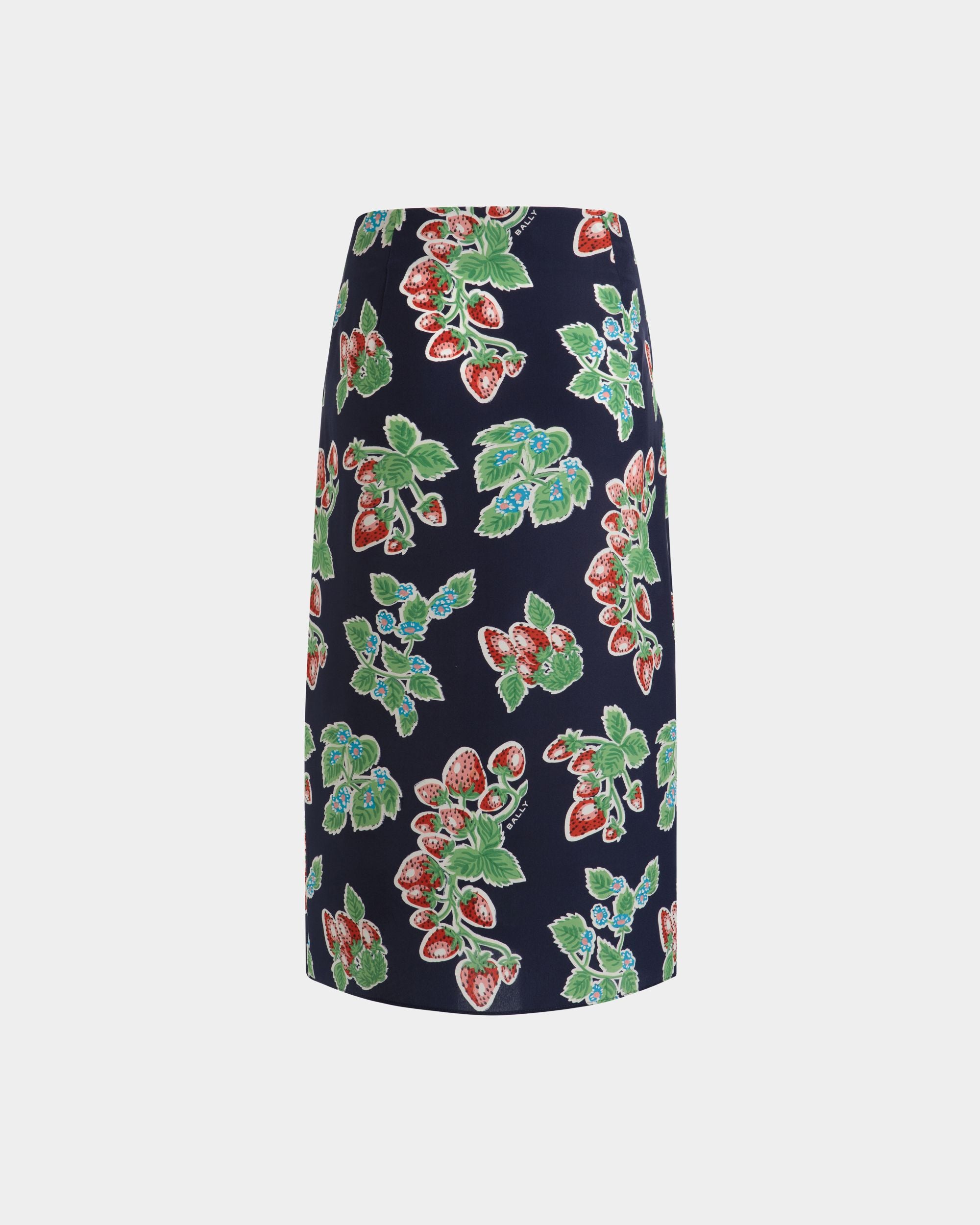 Printed Midi Skirt in Strawberry Print Silk - Women's - Bally - 07