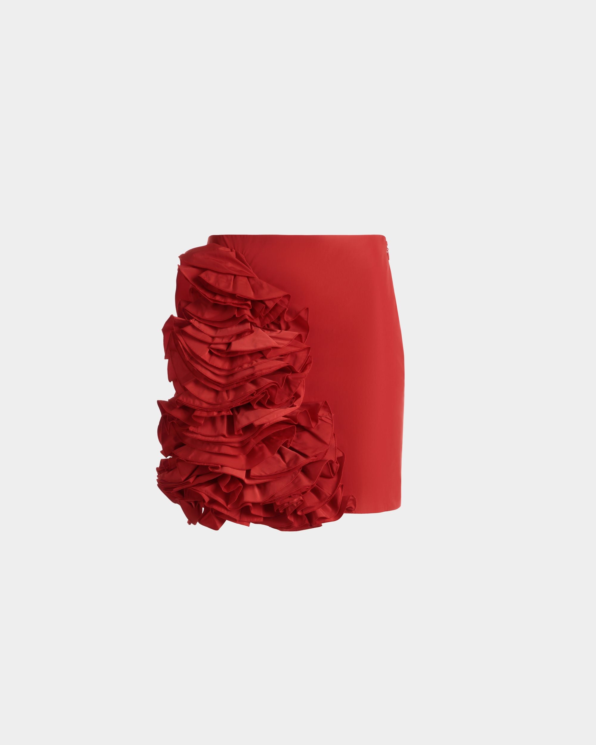 Rouches Mini Skirt in Candy Red Technical Duchesse - Women's - Bally - 01
