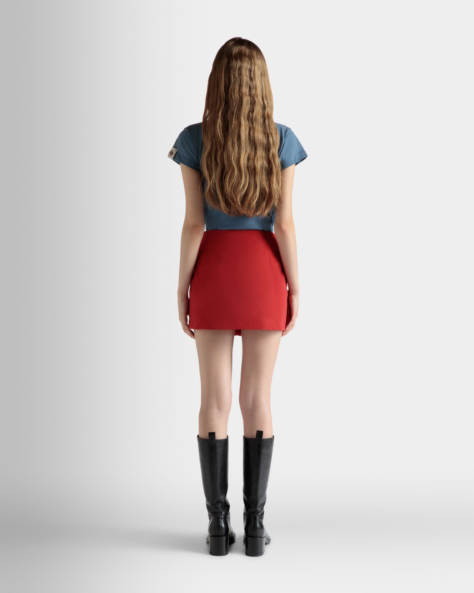 Rouches Mini Skirt in Candy Red Technical Duchesse - Women's - Bally - 06