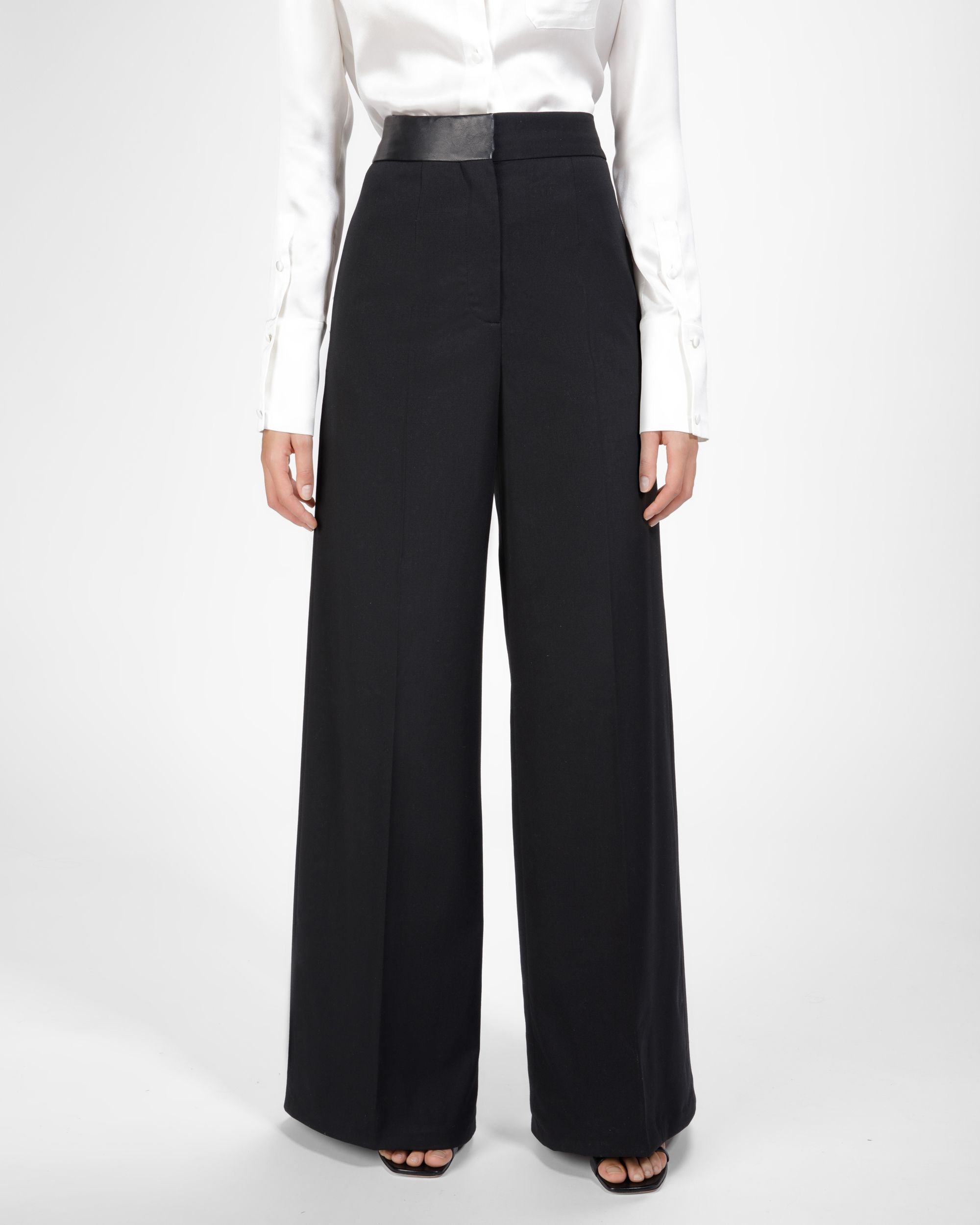 Wool Mix Trousers In Black - Women's - Bally - 02