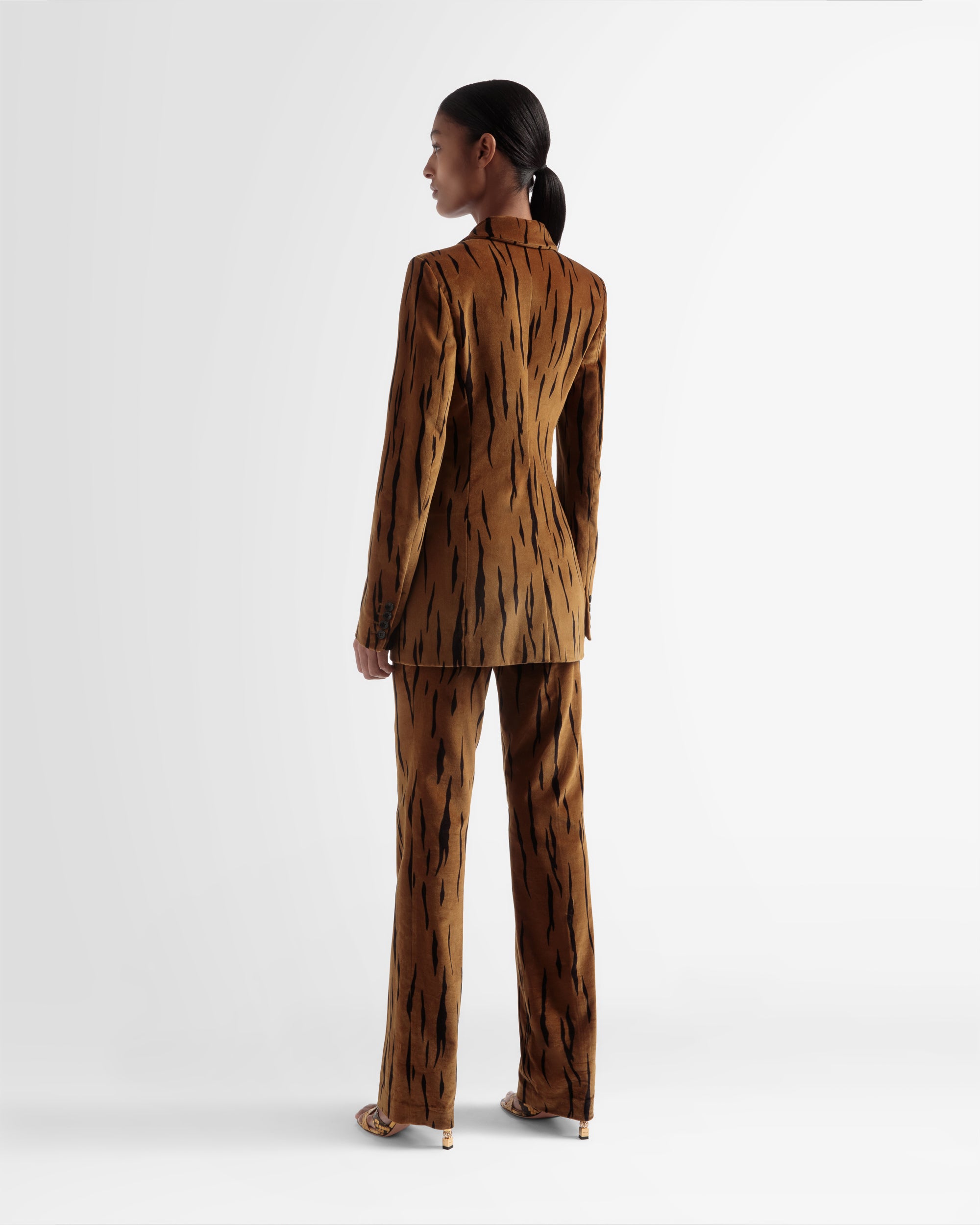 Velvet Printed Pants In Desert And Black - Women's - Bally - 05