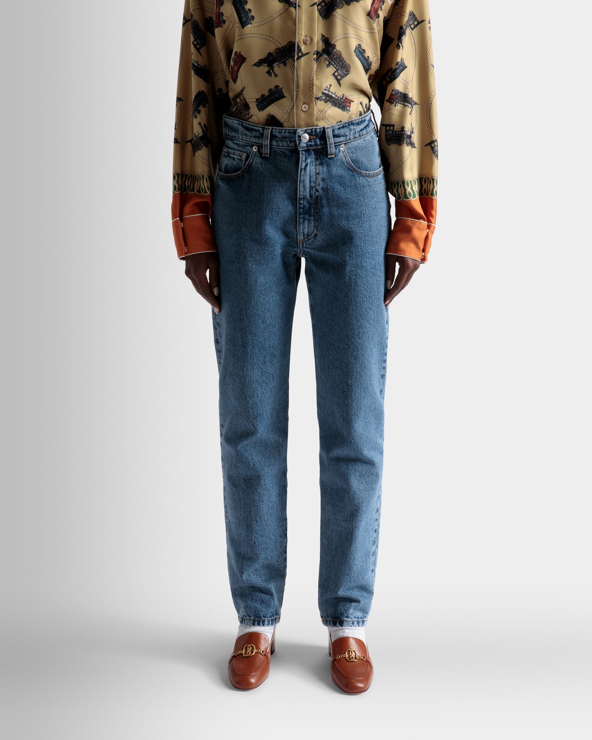 Pants In Light Blue Denim - Women's - Bally - 03