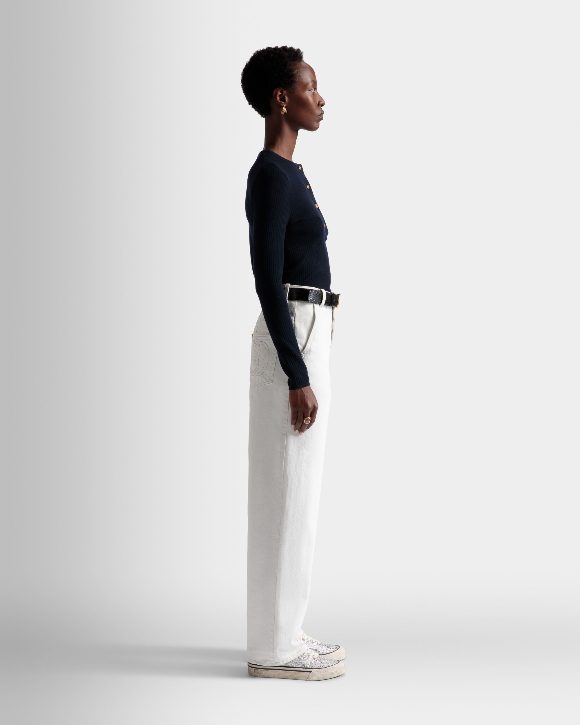 Bleached Jeans In Bone Denim - Women's - Bally - 05