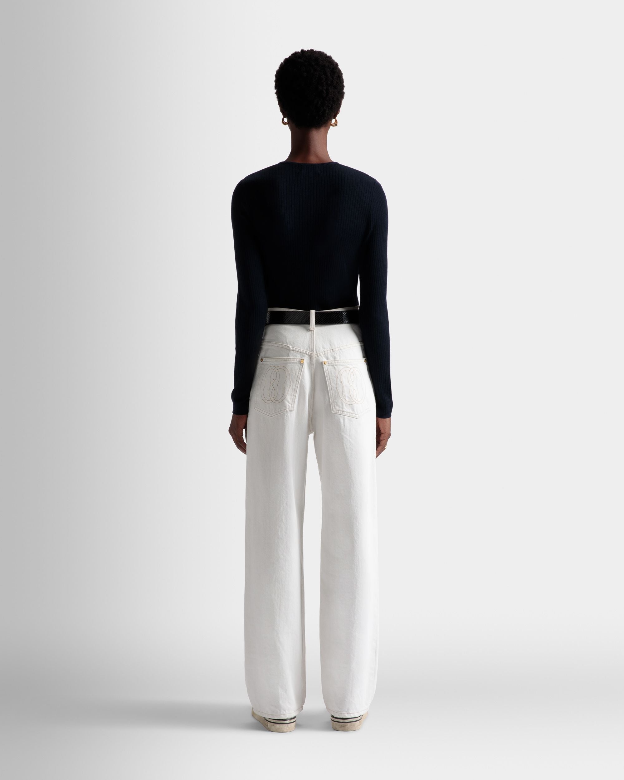 Bleached Jeans In Bone Denim - Women's - Bally - 06