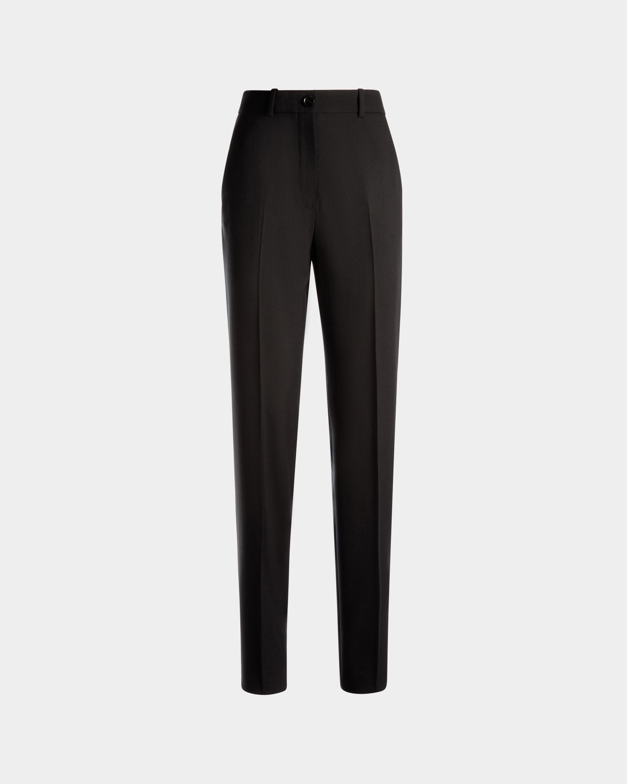 Straight Fit Pants in Black Wool - Women's - Bally - 01