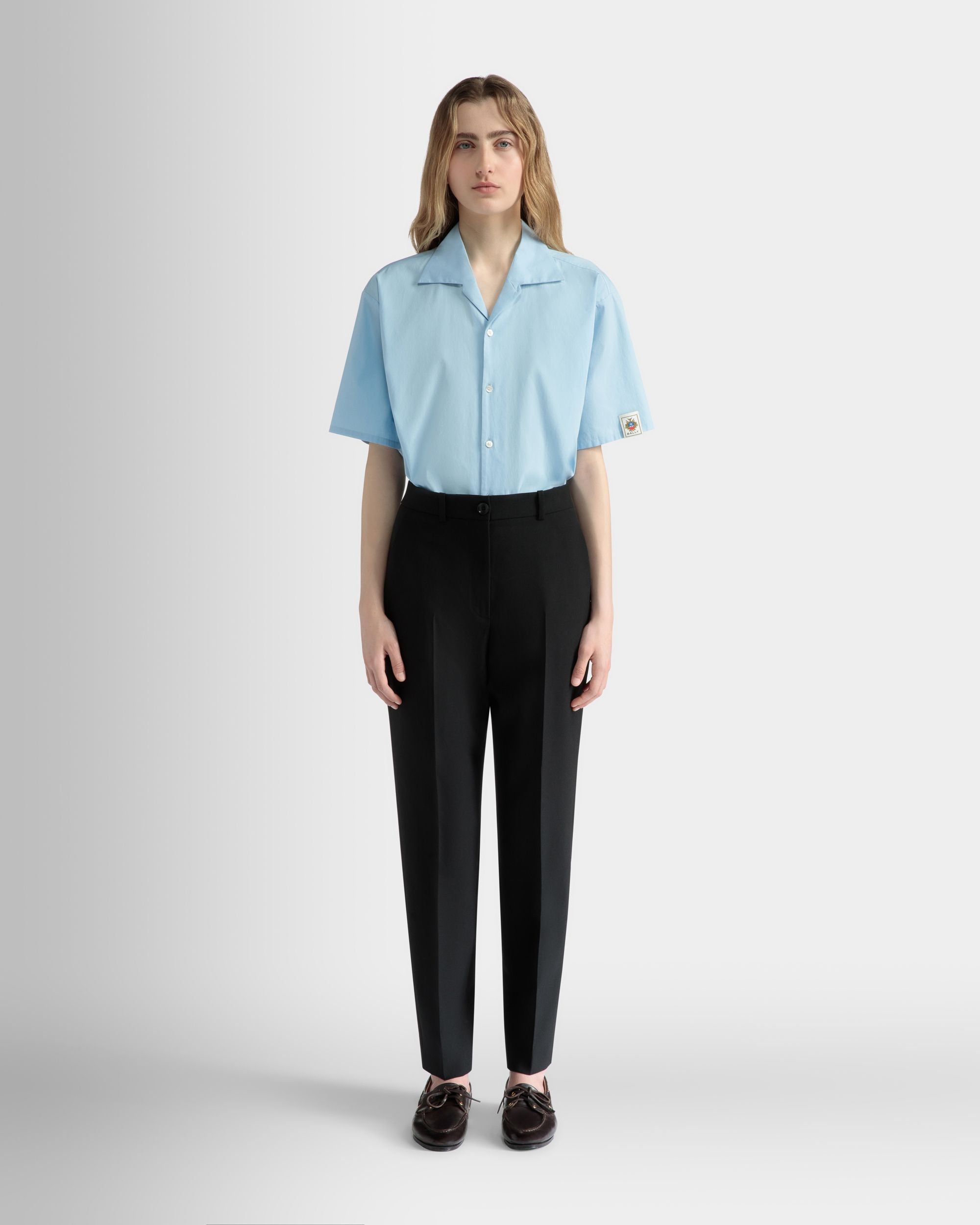 Straight Fit Pants in Black Wool - Women's - Bally - 02