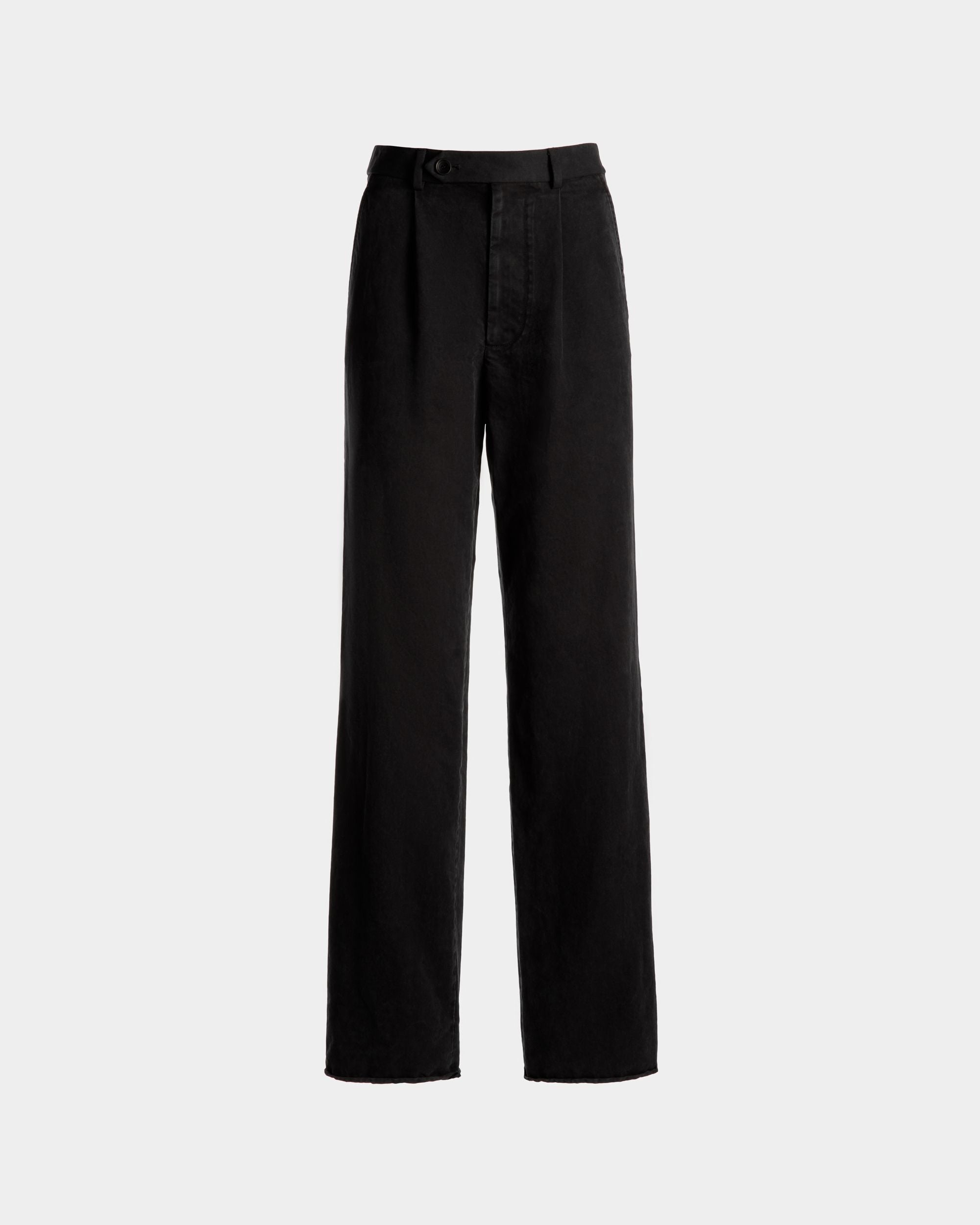 Pleated Pants in Black Washed Cotton - Women's - Bally - 01