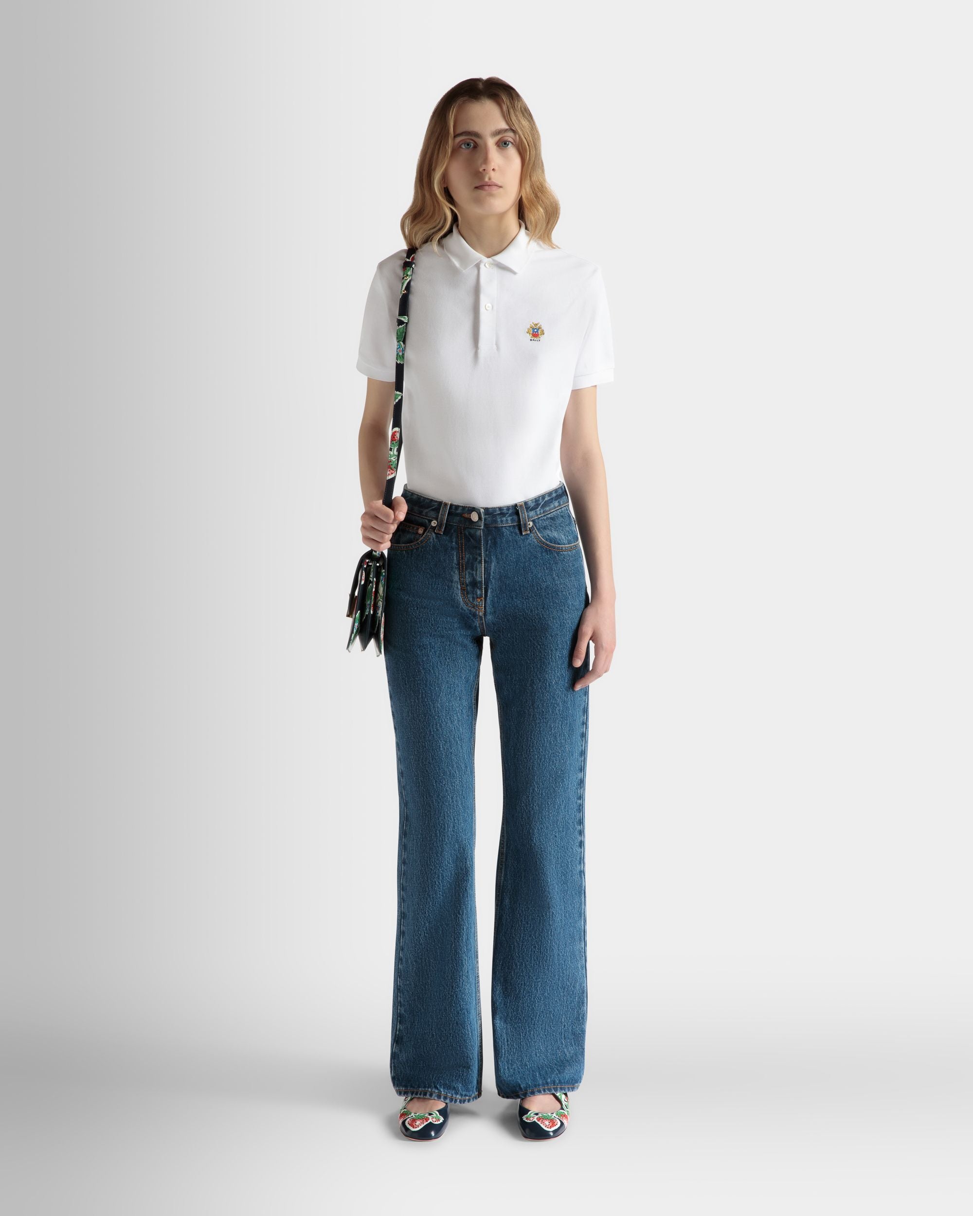 Flared Denim Pants in Medium Blue Cotton - Women's - Bally - 02