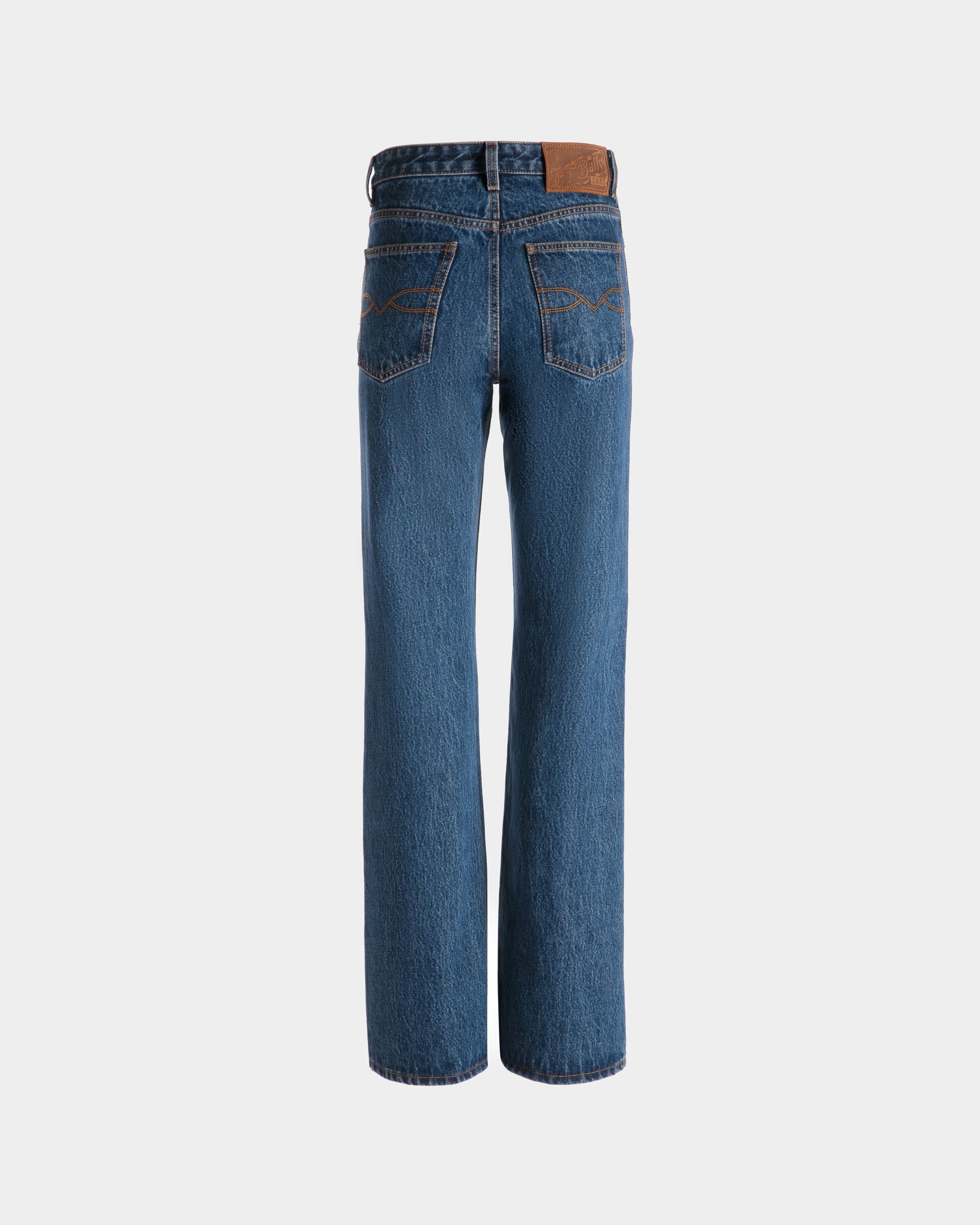 Flared Denim Pants in Medium Blue Cotton - Women's - Bally - 07